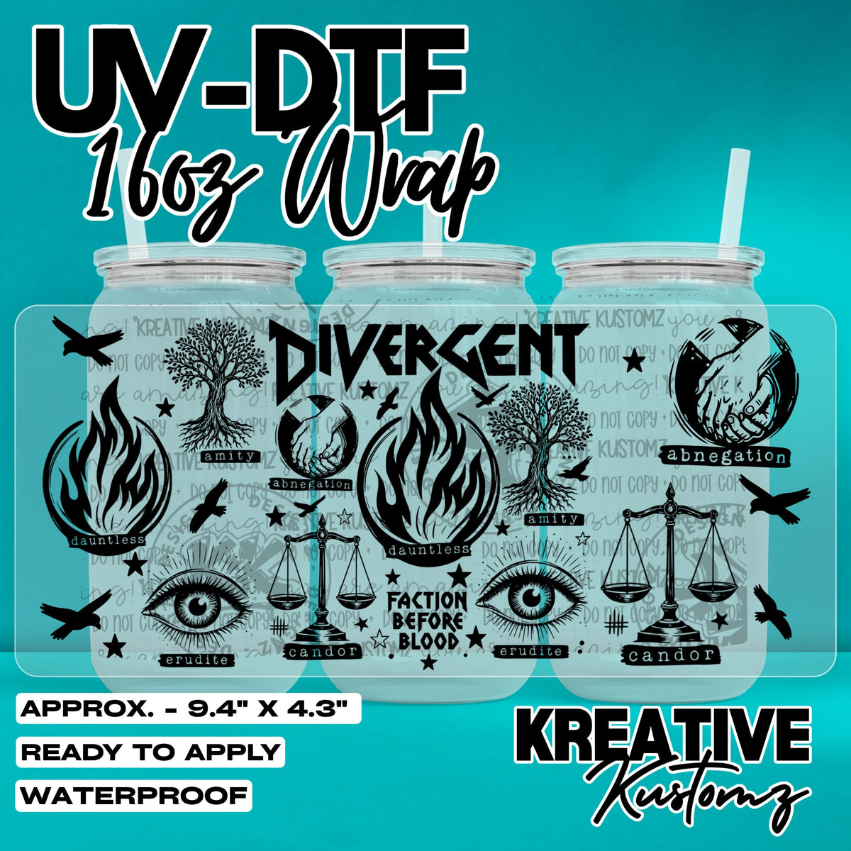 8049 | UV DTF Cup Wrap for 16oz Libbey Glass