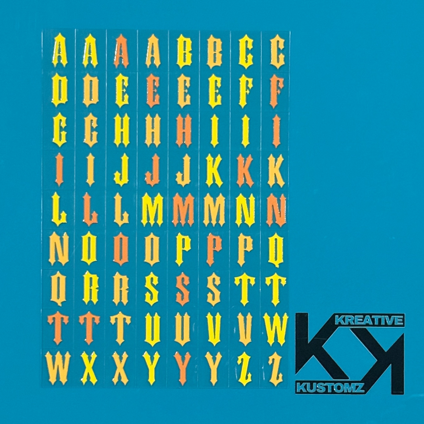 A5 UVDTF Element Sheet - Yellow Orange ABC