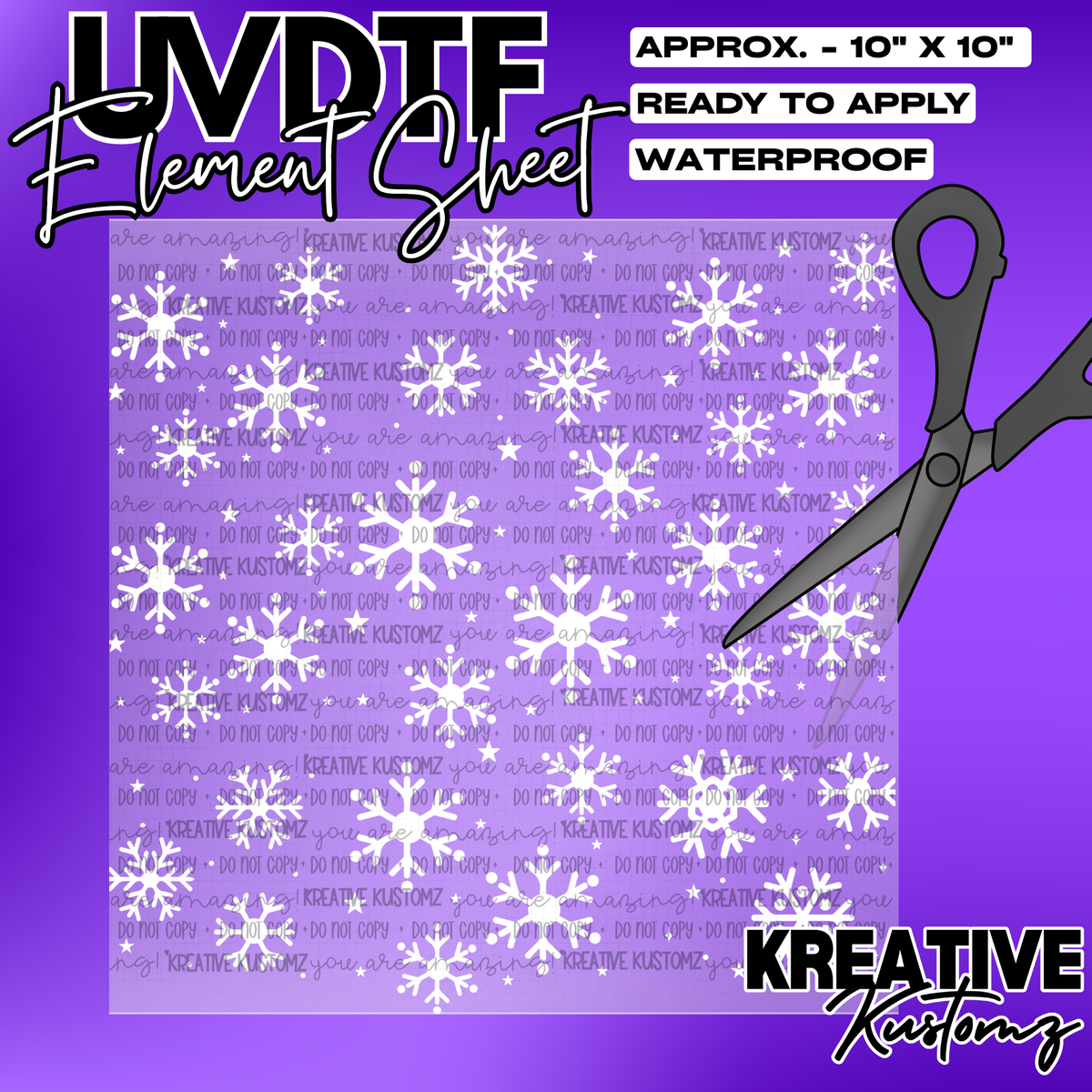 White Snowflakes | UVDTF 10"x10" Element Sheet