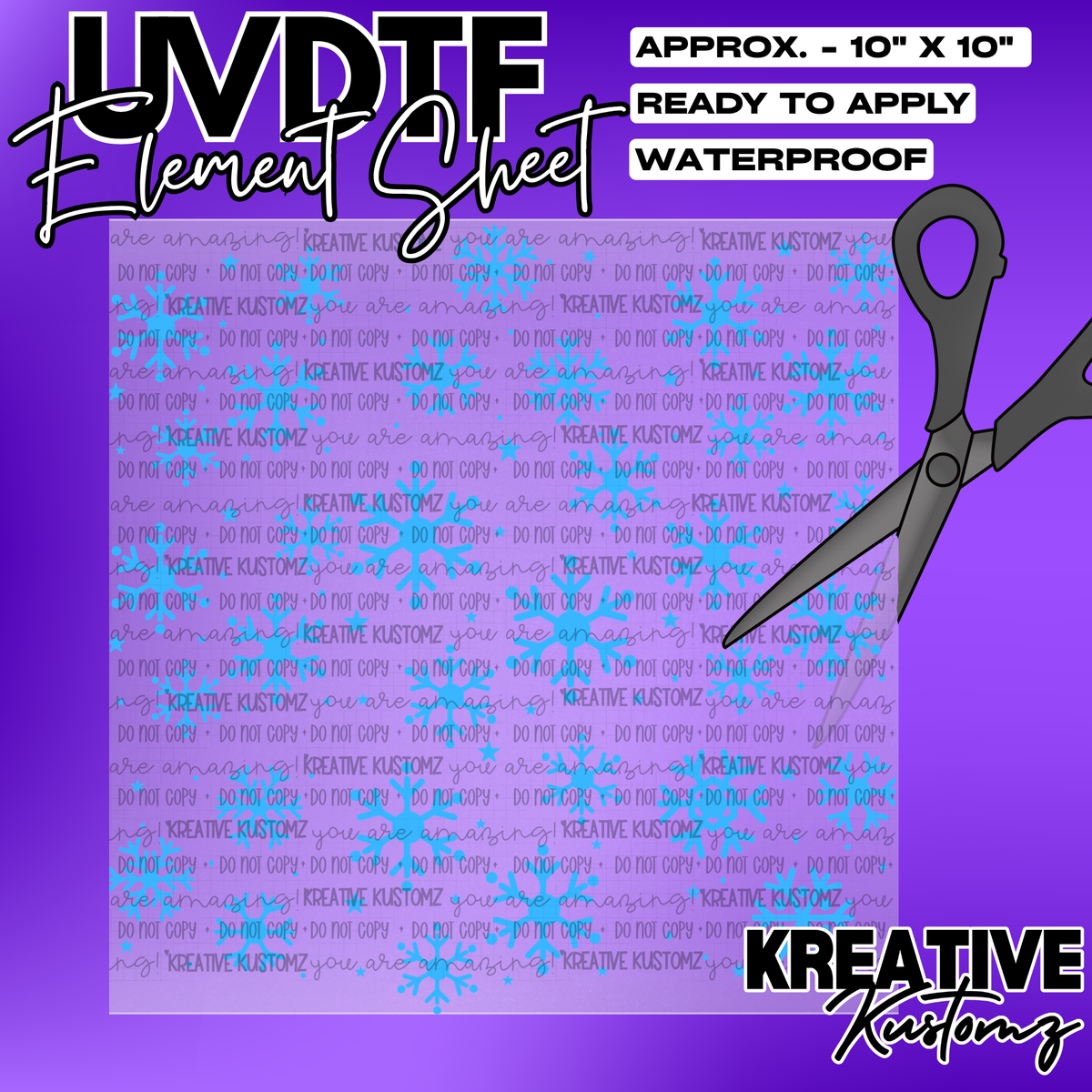 Blue Snowflakes | UVDTF 10"x10" Element Sheet