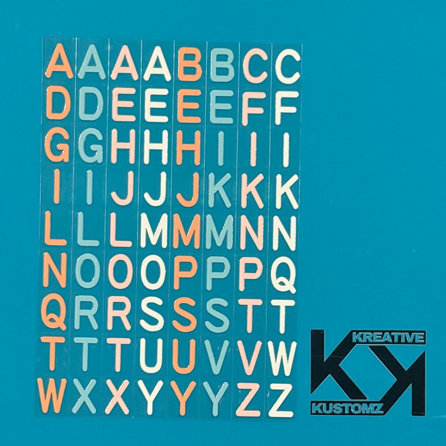 A5 UVDTF Element Sheet - Orange Blue Pink ABC