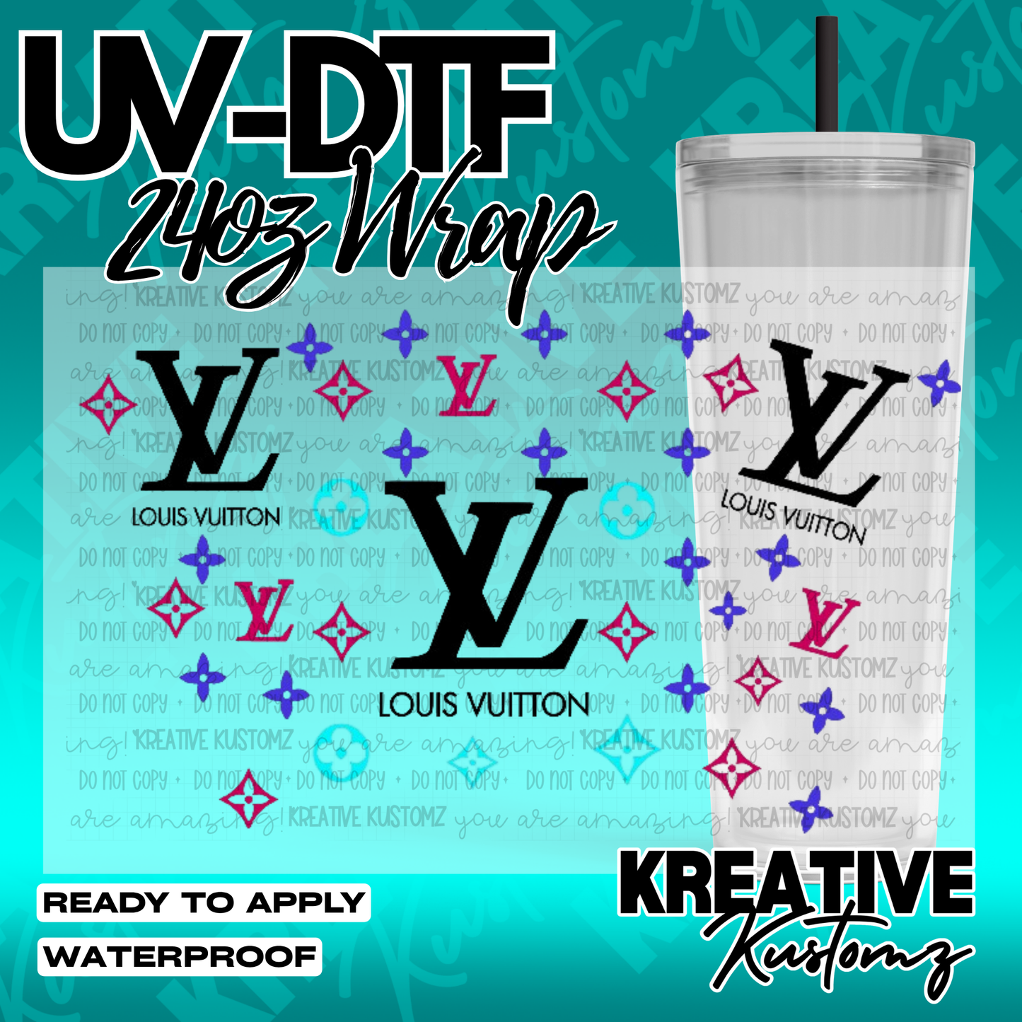 UV DTF Cup Wrap for 24oz Tumblers