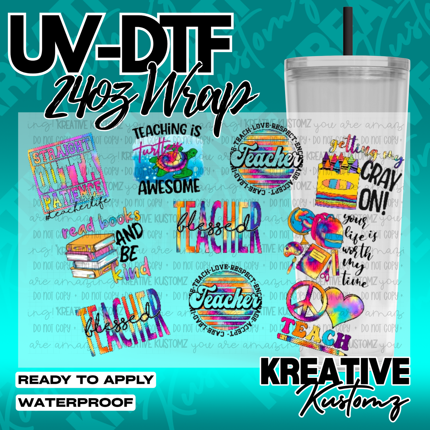 UV DTF Cup Wrap for 24oz Tumblers