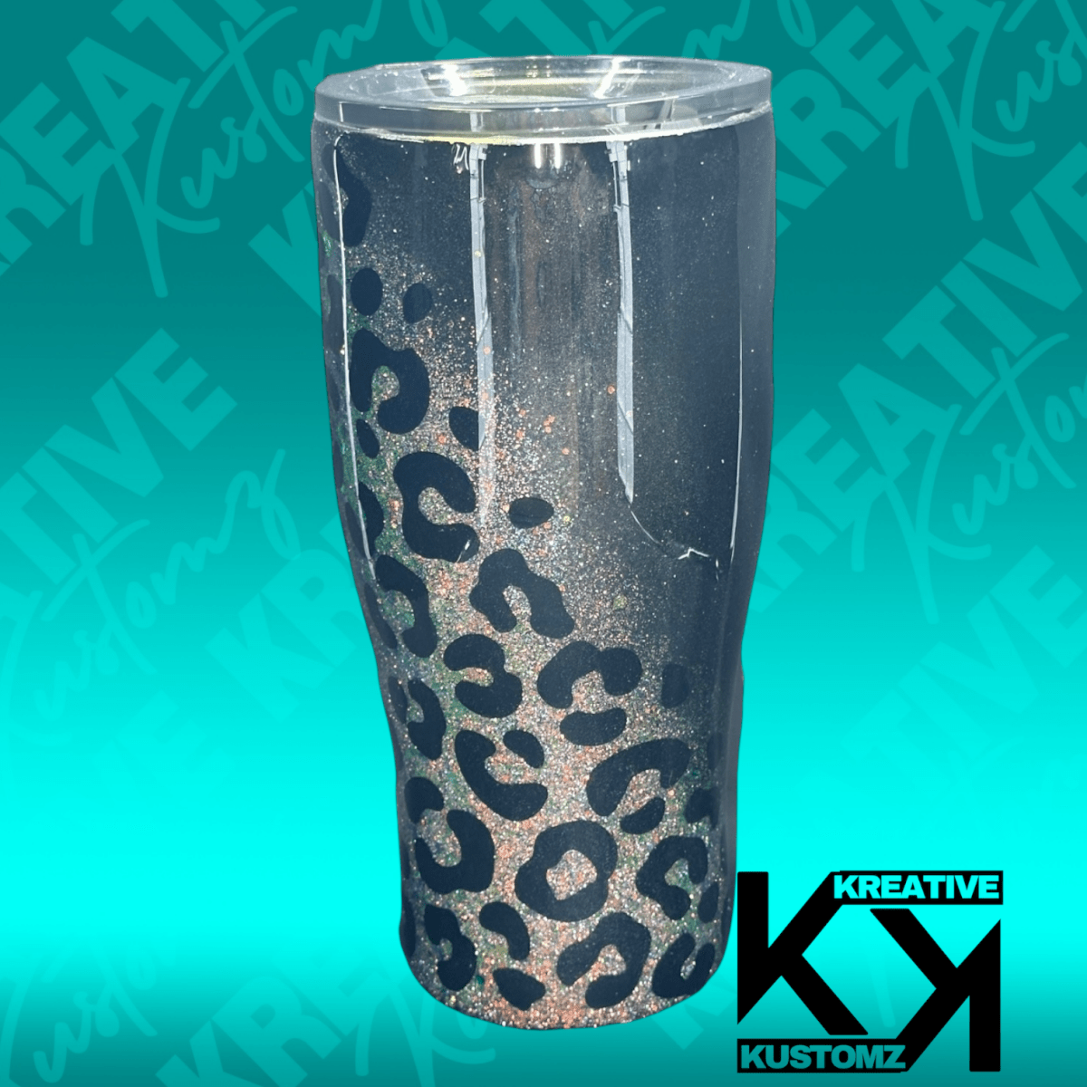 Black Glitter Cheetah - 20oz - Kreative Kustomz