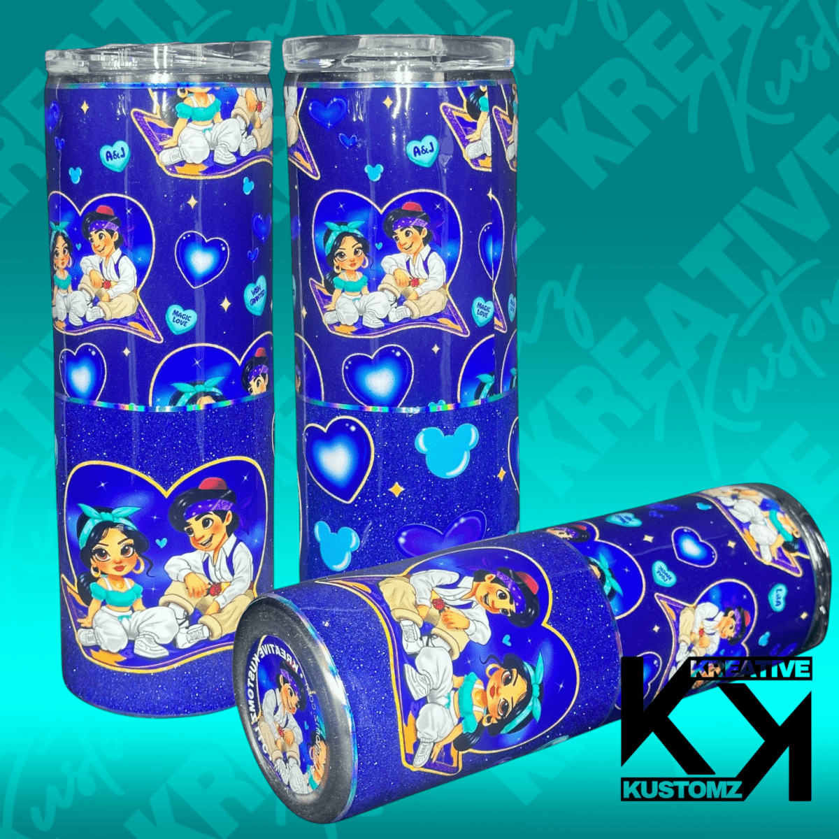 Blue Princess 3 Valentines Tumbler - 20oz - Kreative Kustomz