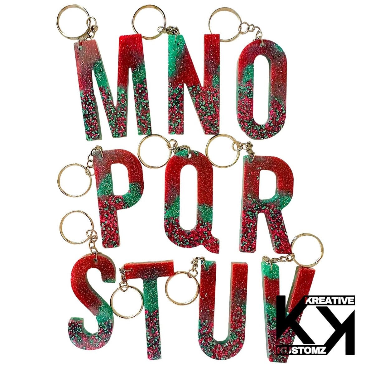 Bold Letter Keychain - Magenta & Green - Kreative Kustomz