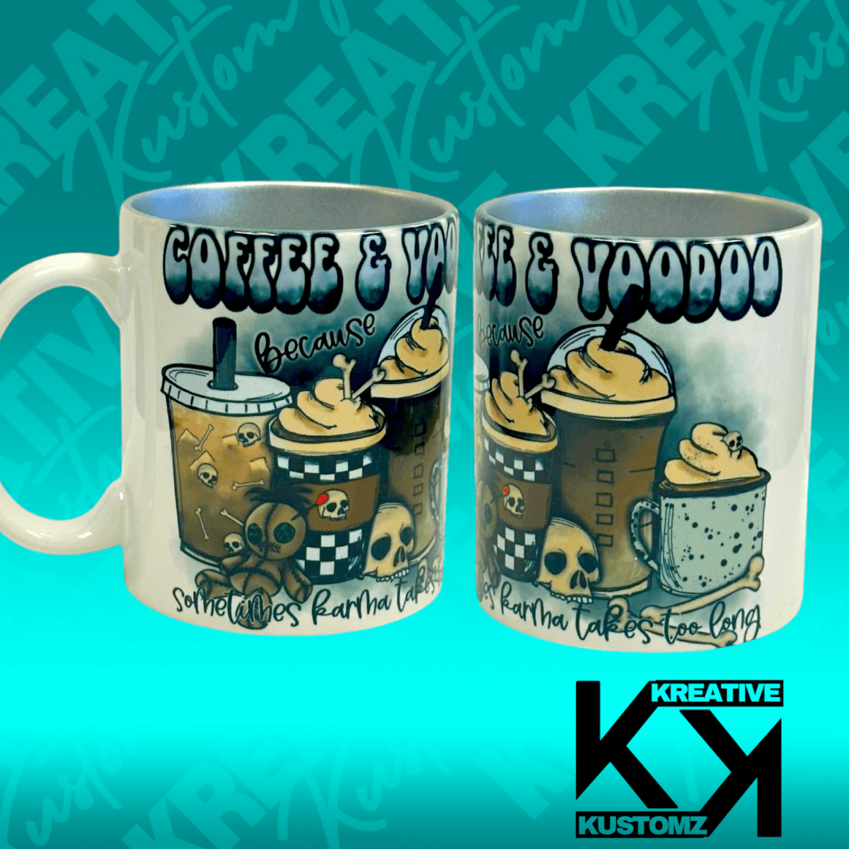 Coffee & Vodoo 11oz Mug - Silver - Kreative Kustomz
