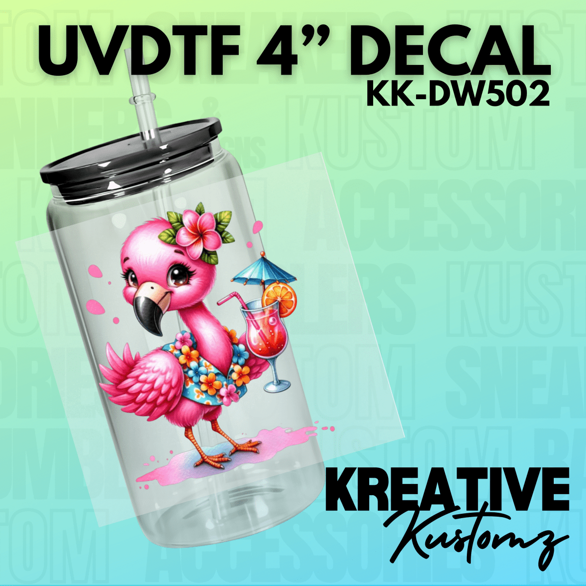 Flamingo Cocktail Decal - Kreative Kustomz