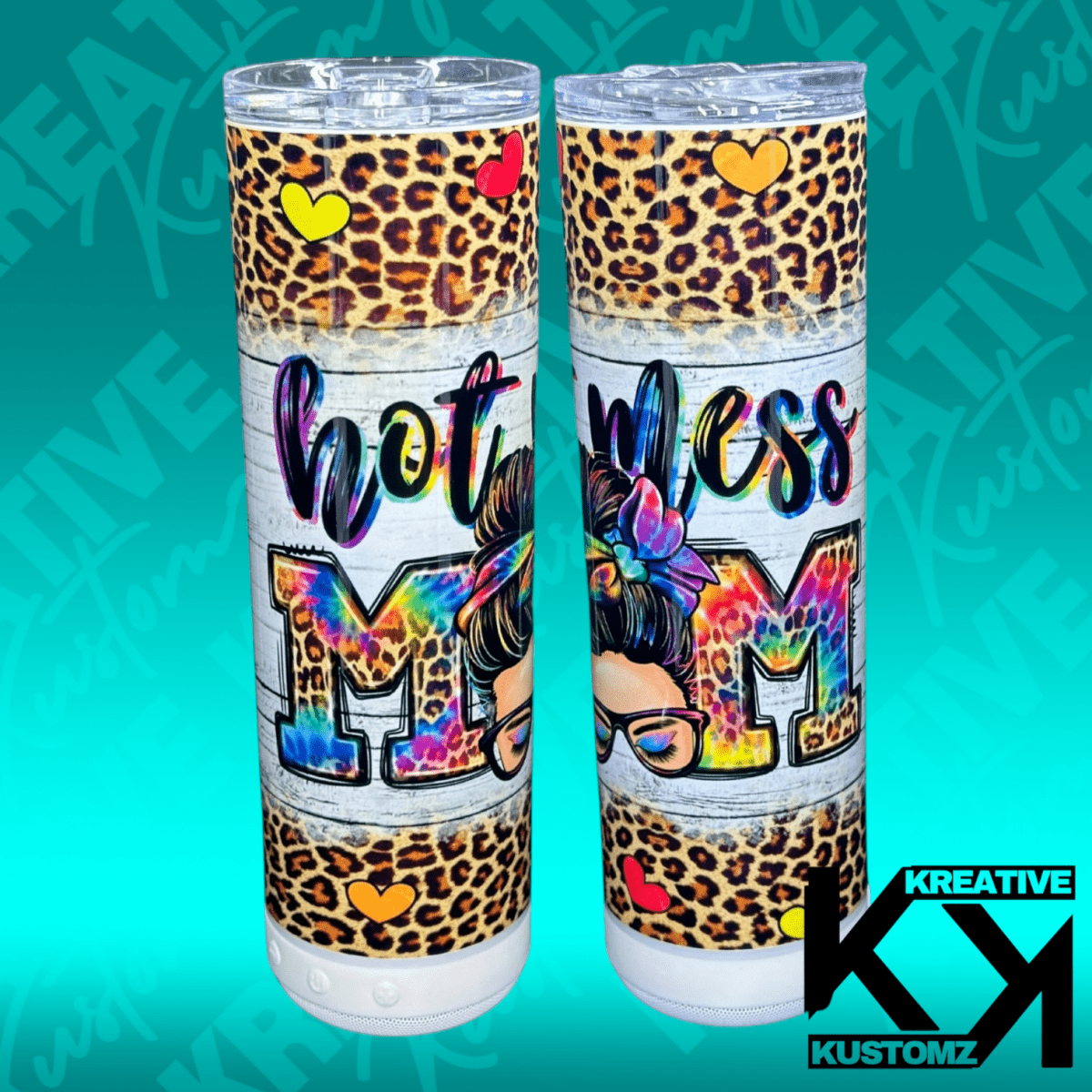 Hot Mess Mom - 20oz Speaker Tumbler - Kreative Kustomz