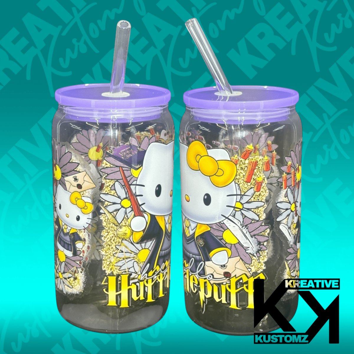 HP Kitty Mashup Libbey 4 - 16oz - Kreative Kustomz