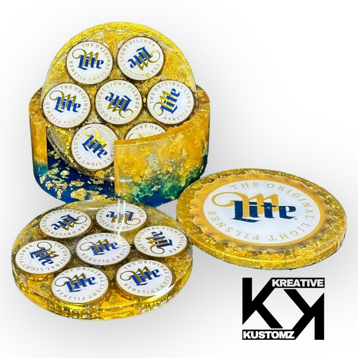 Miller Lite Ombré Coaster Set - Kreative Kustomz