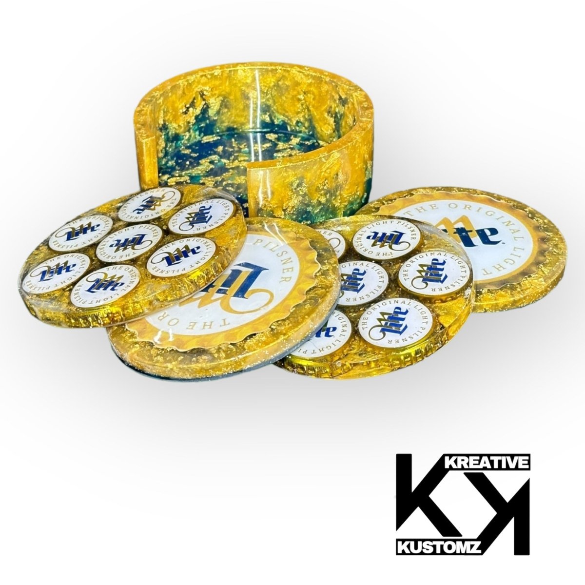 Miller Lite Ombré Coaster Set - Kreative Kustomz