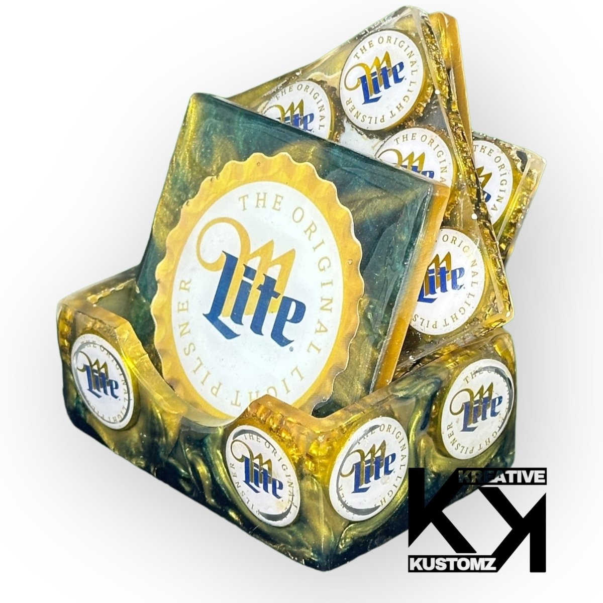 Miller Lite Square Coaster Set - Kreative Kustomz