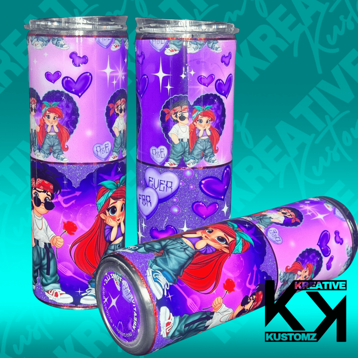 Purple Princess Valentines Tumbler - 20oz - Kreative Kustomz