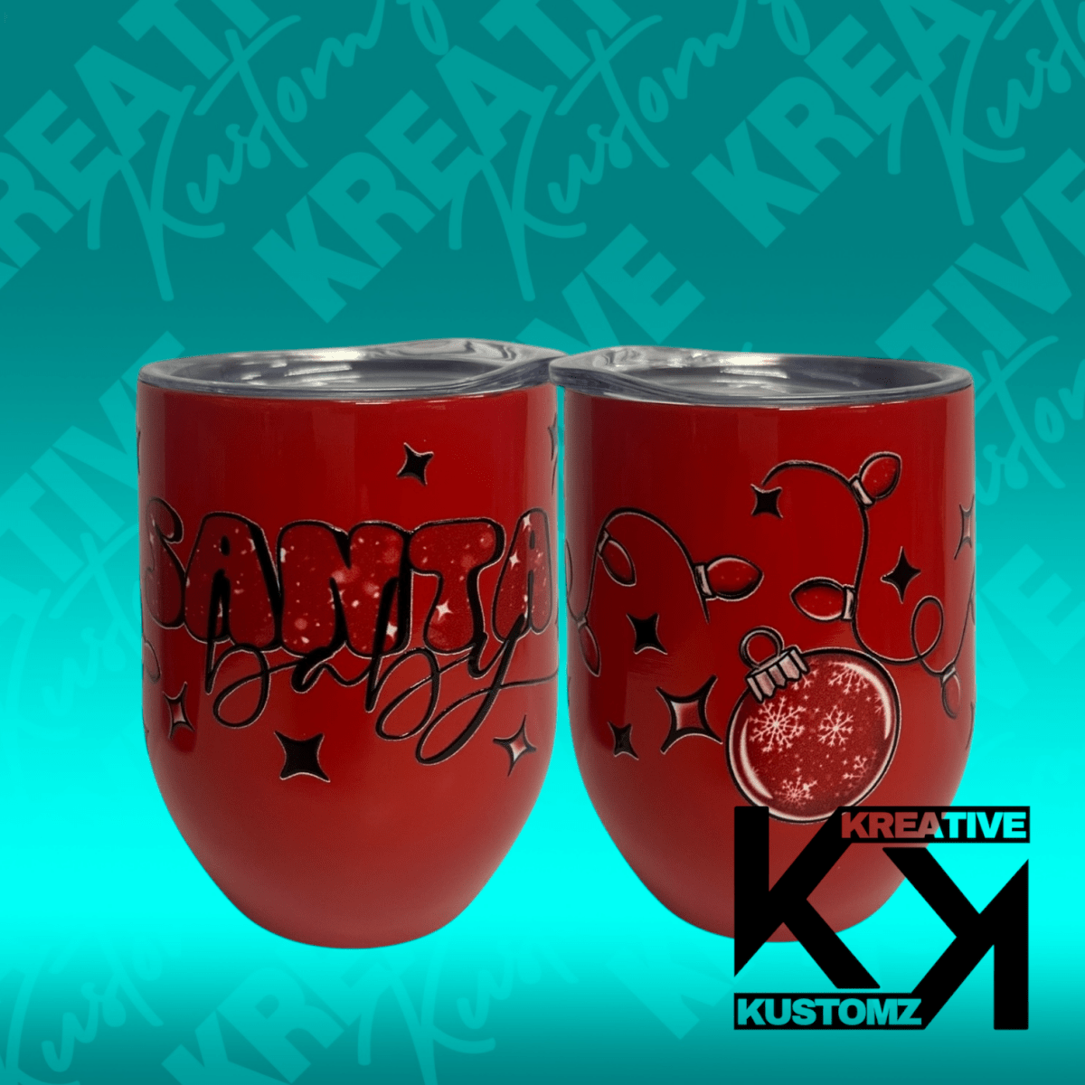 Red Santa Baby - 12oz Stemless Wine - Kreative Kustomz