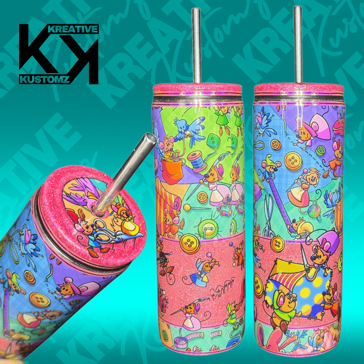 Sewing Mice Tumbler - 20oz - Kreative Kustomz