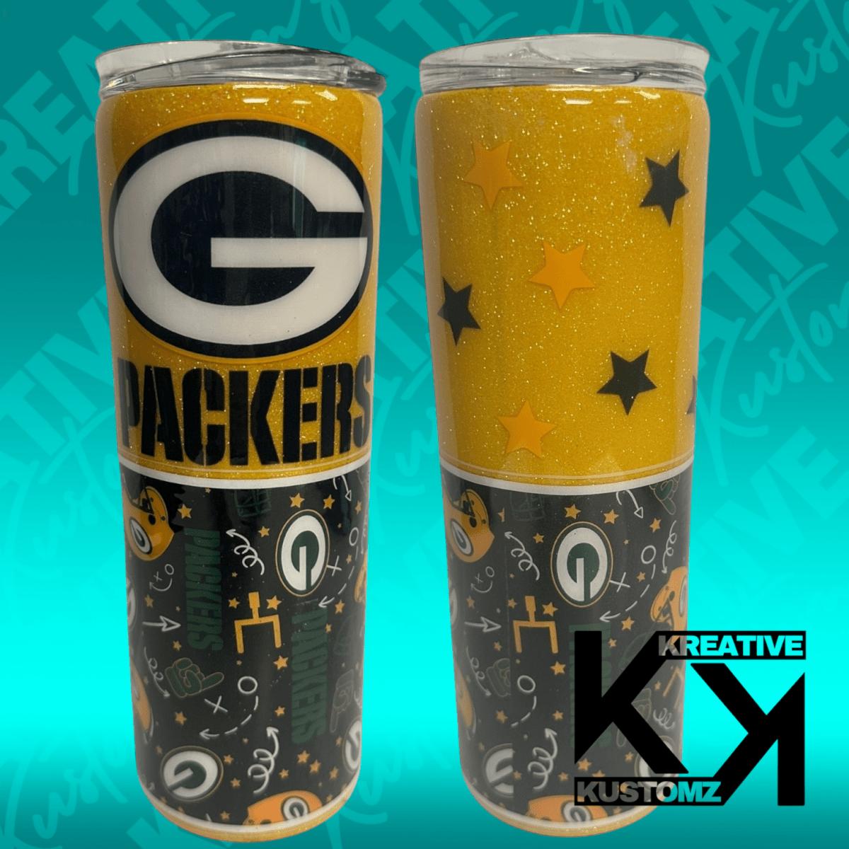 Yellow Packer Football Tumbler - 20oz - Kreative Kustomz