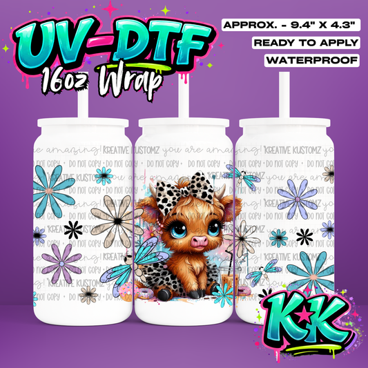 0064 | Animal Cow | UV DTF Cup Wrap for 16oz Libbey Glass