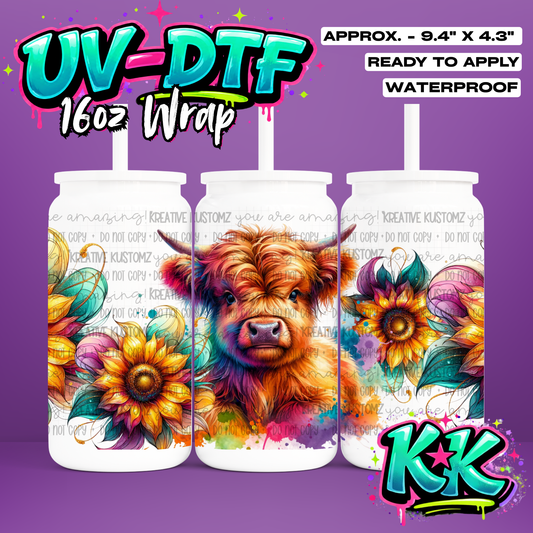 0071 | Animal Cow | UV DTF Cup Wrap for 16oz Libbey Glass
