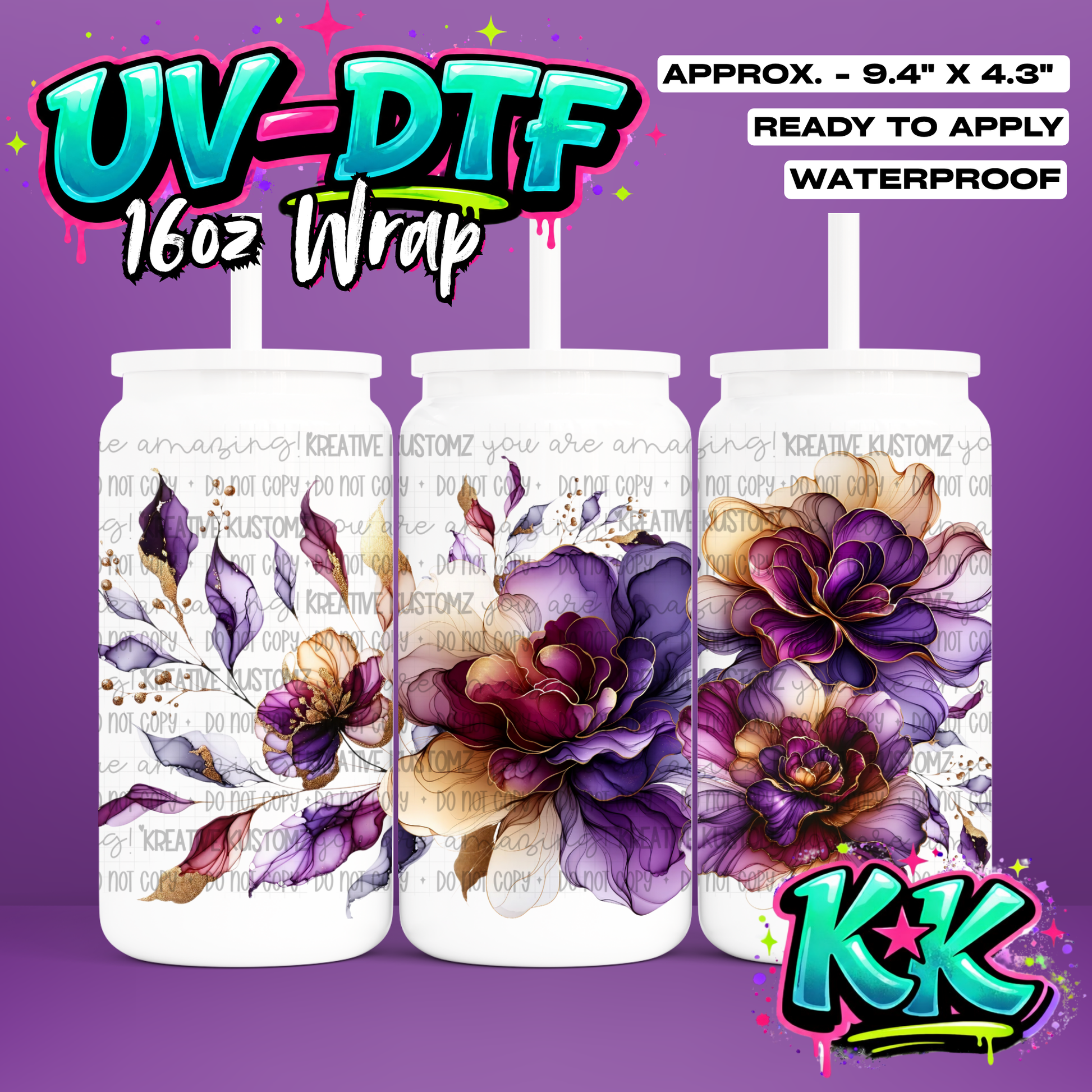 0072 | UV DTF Cup Wrap for 16oz Libbey Glass