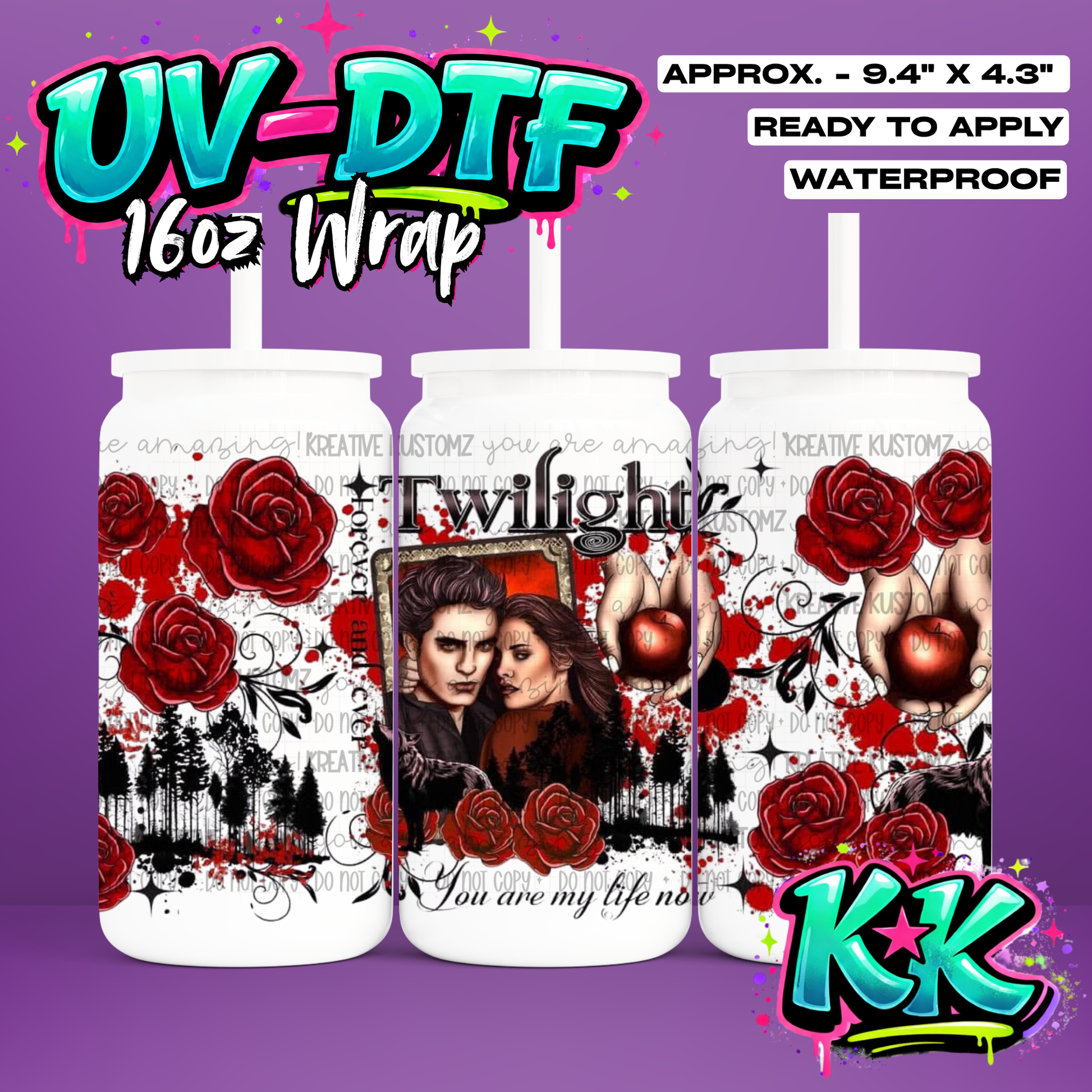 Twilight Inspired | UV DTF Cup Wrap for 16oz Libbey Glass