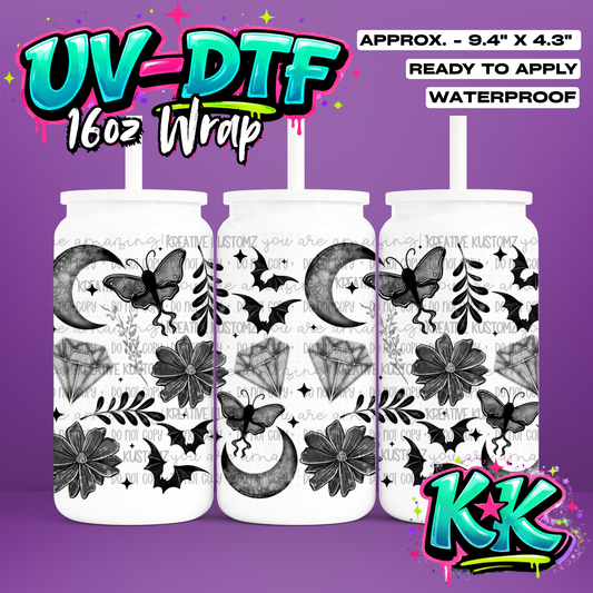 RTS | Butterfly Design | UV DTF Cup Wrap for 16oz Libbey Glass