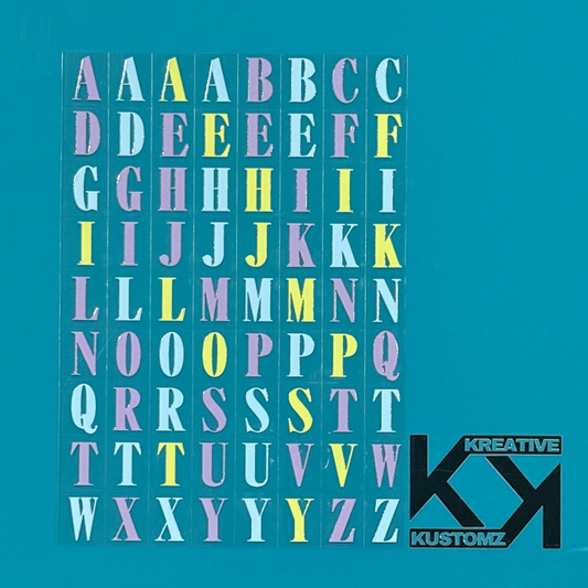 A5 UVDTF Element Sheet - Purple Blue ABC