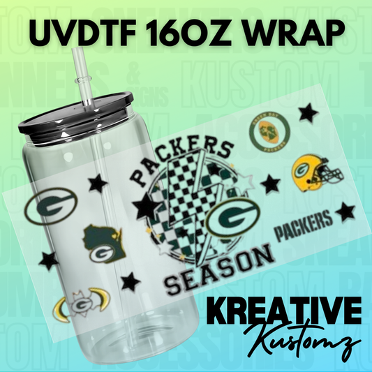 KK-B7140 Checkered GB Football - 16oz UVDTF Wrap