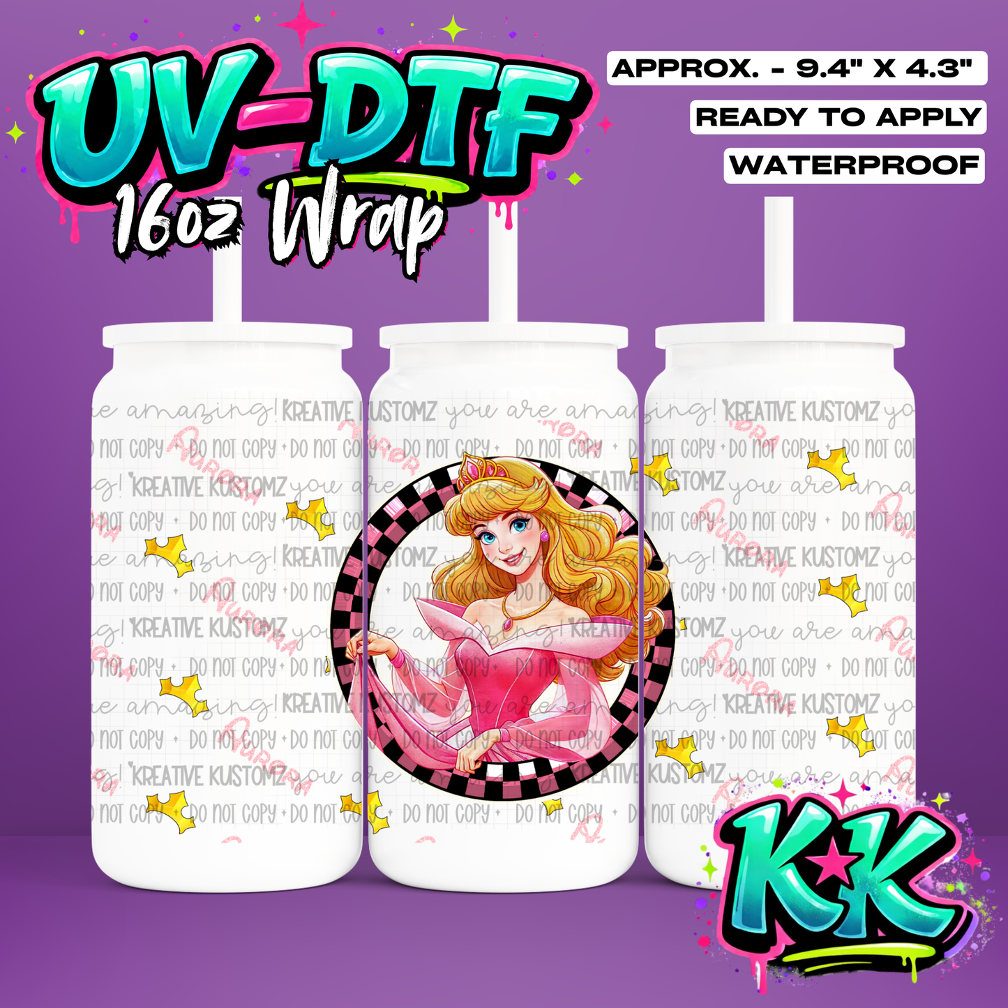 0389 | UV DTF Cup Wrap for 16oz Libbey Glass