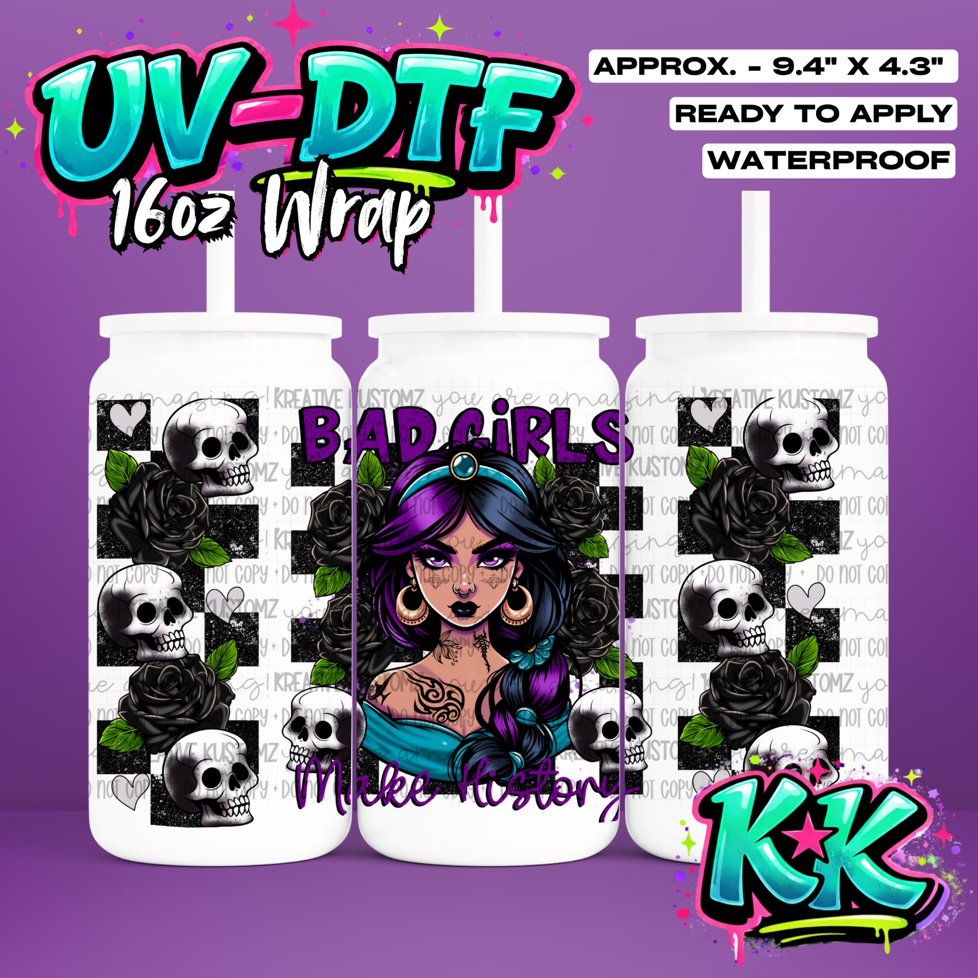 406 | UV DTF Cup Wrap for 16oz Libbey Glass