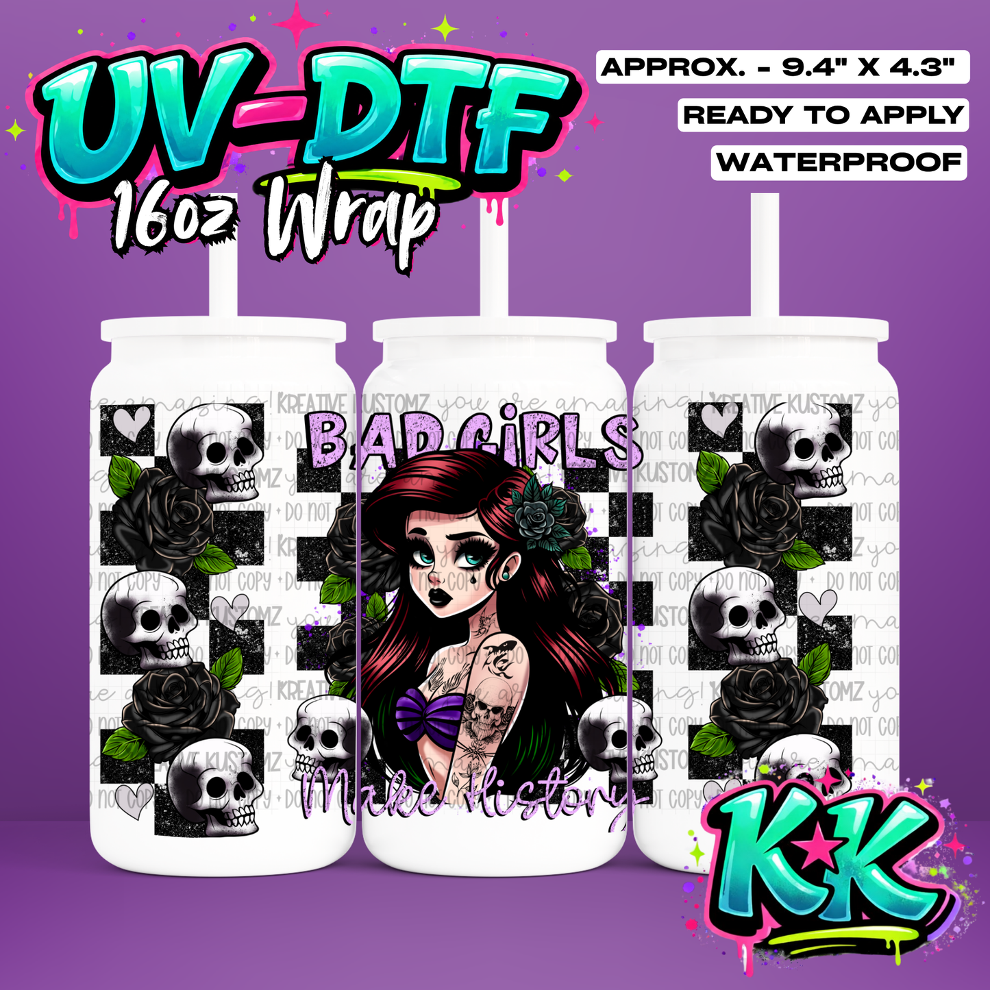 412 | UV DTF Cup Wrap for 16oz Libbey Glass