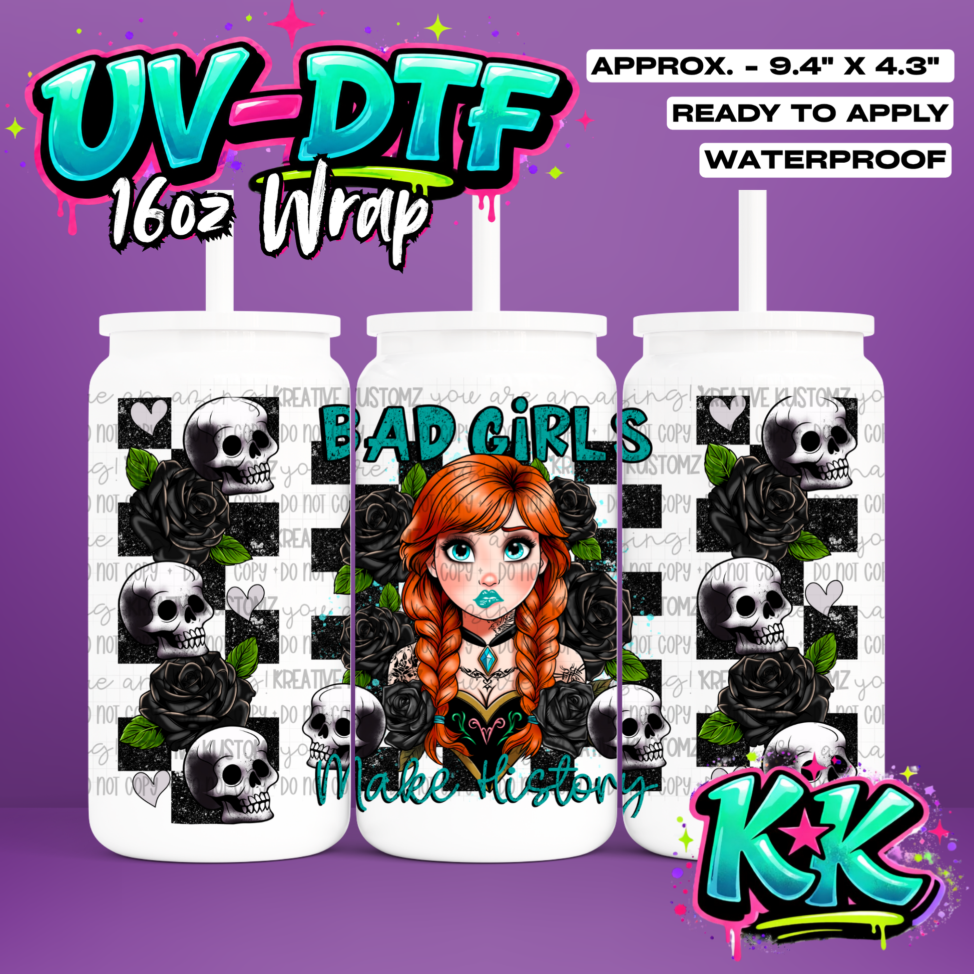 413 | UV DTF Cup Wrap for 16oz Libbey Glass