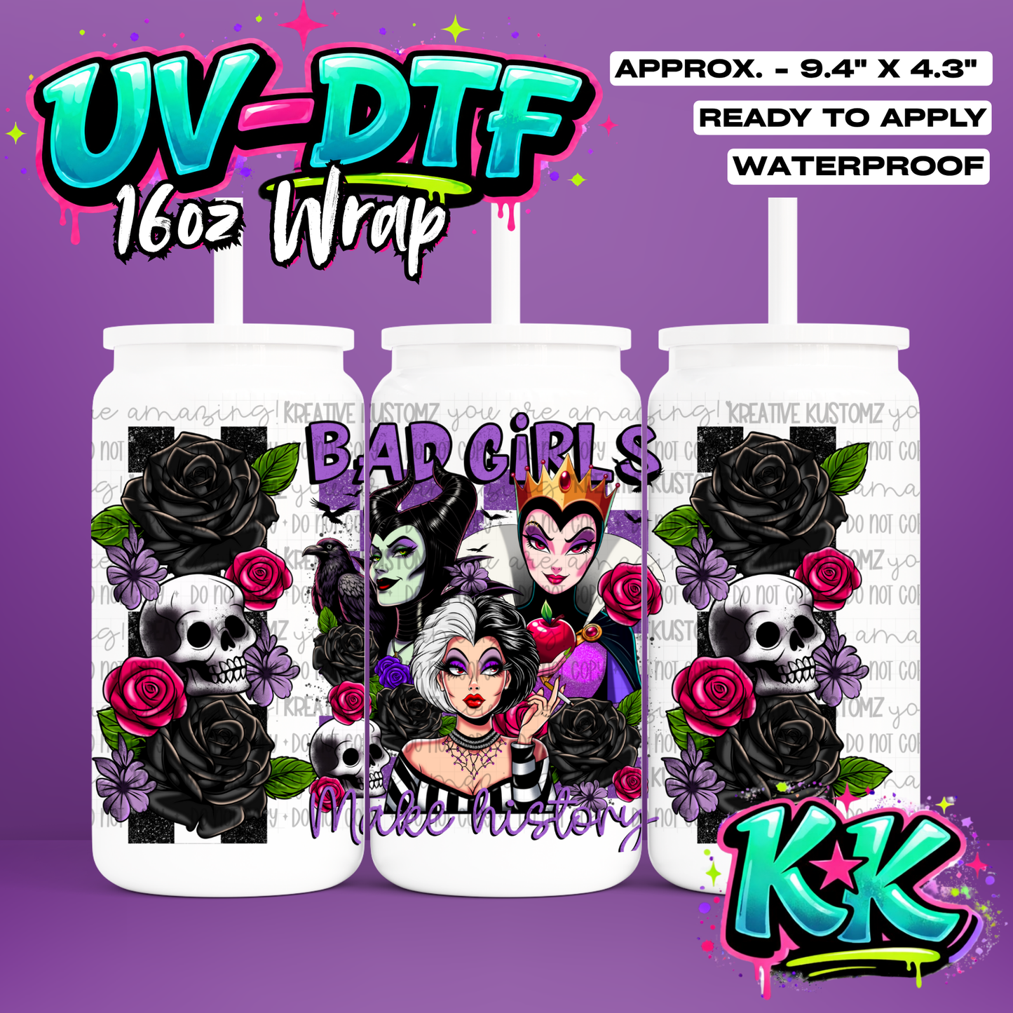 415 | UV DTF Cup Wrap for 16oz Libbey Glass