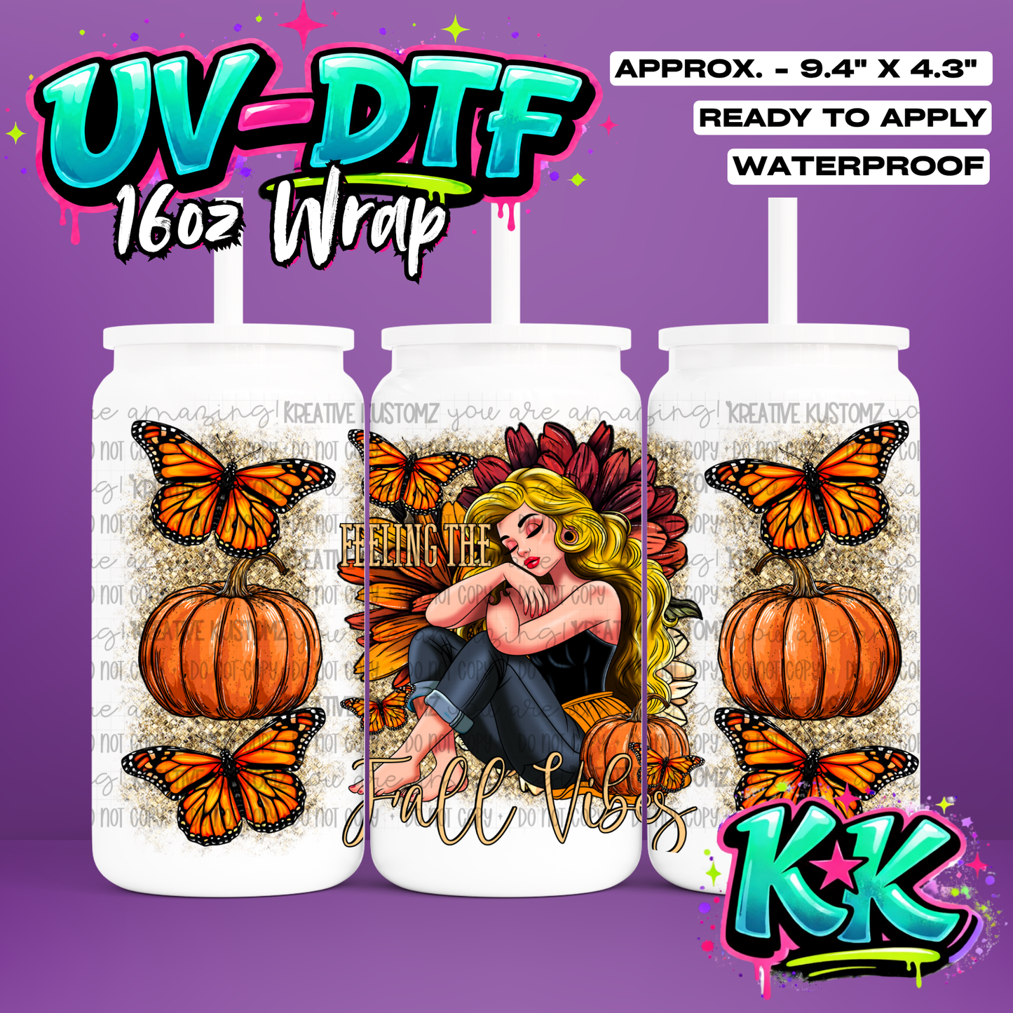 418 | UV DTF Cup Wrap for 16oz Libbey Glass