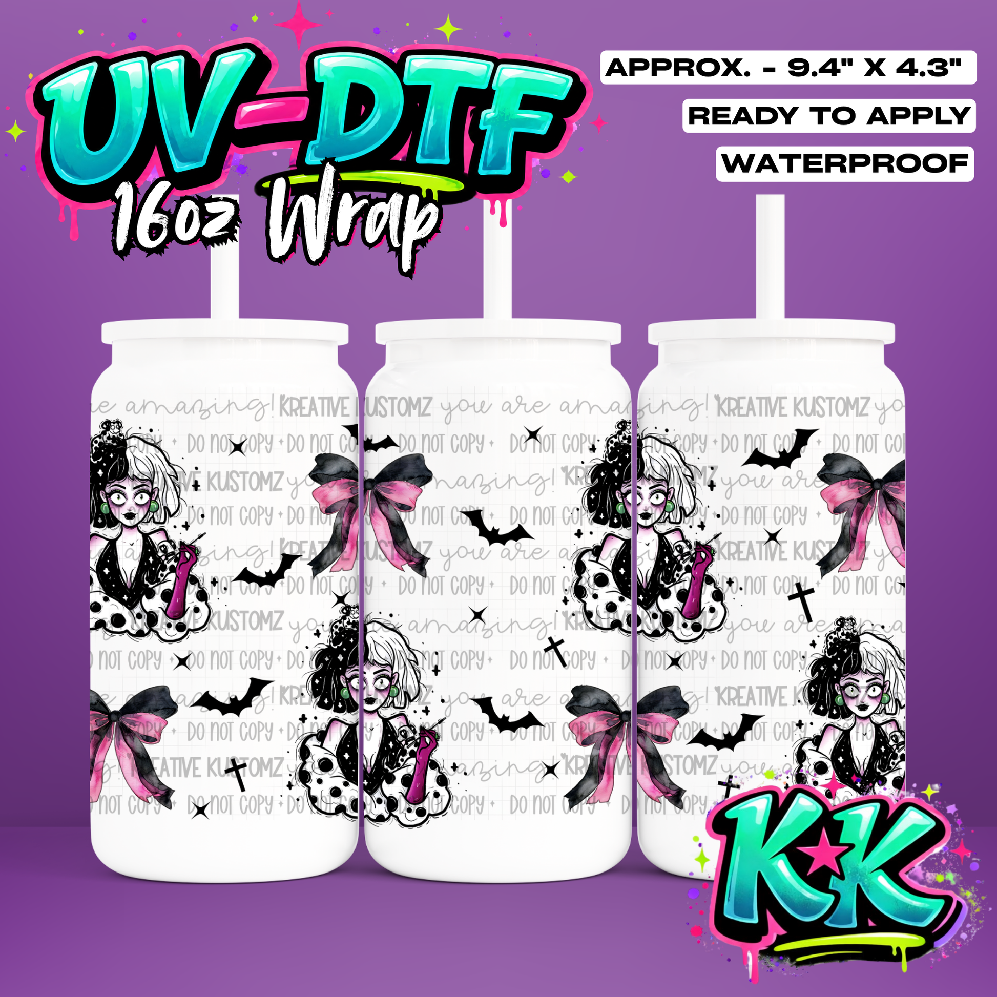 432 | UV DTF Cup Wrap for 16oz Libbey Glass