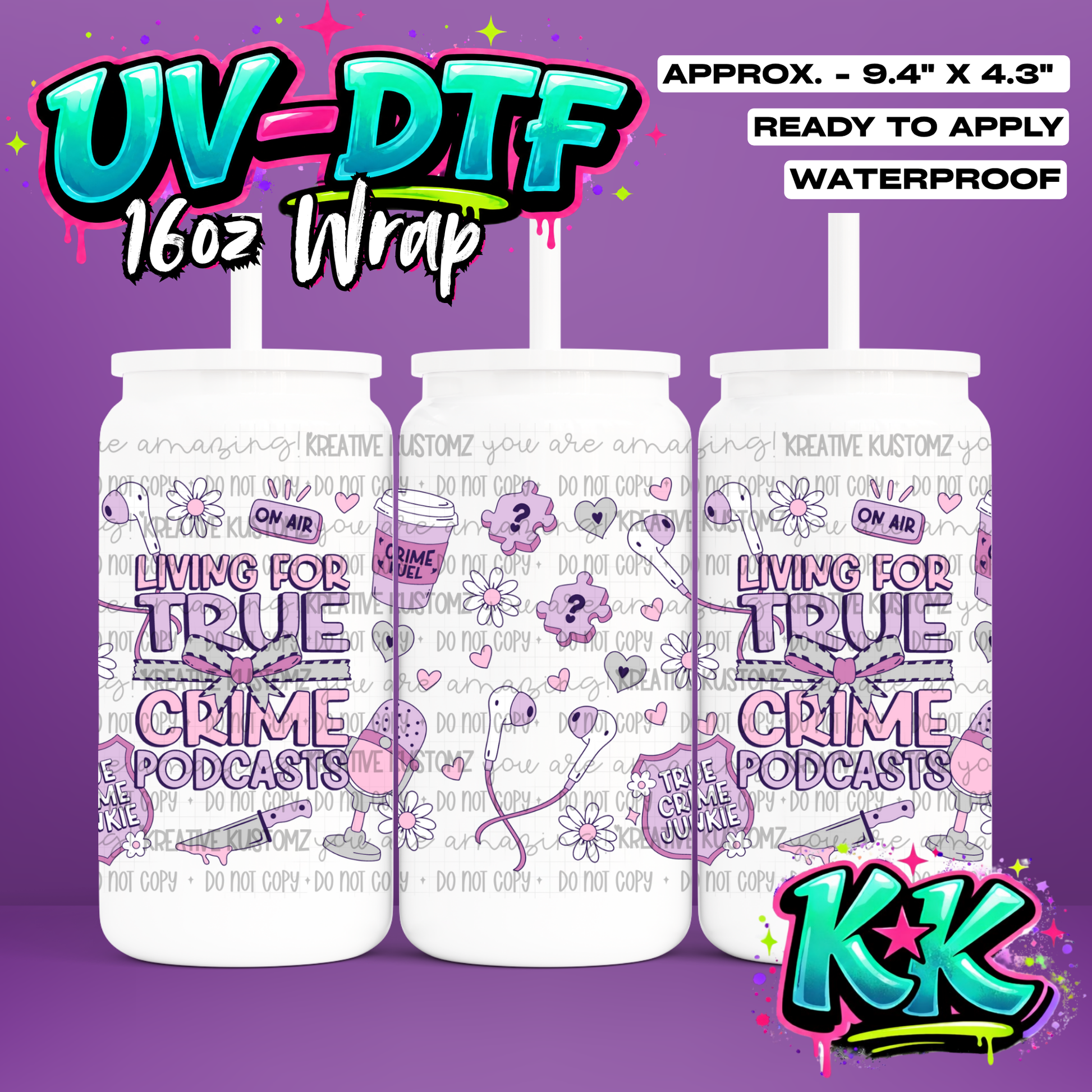 436 | UV DTF Cup Wrap for 16oz Libbey Glass