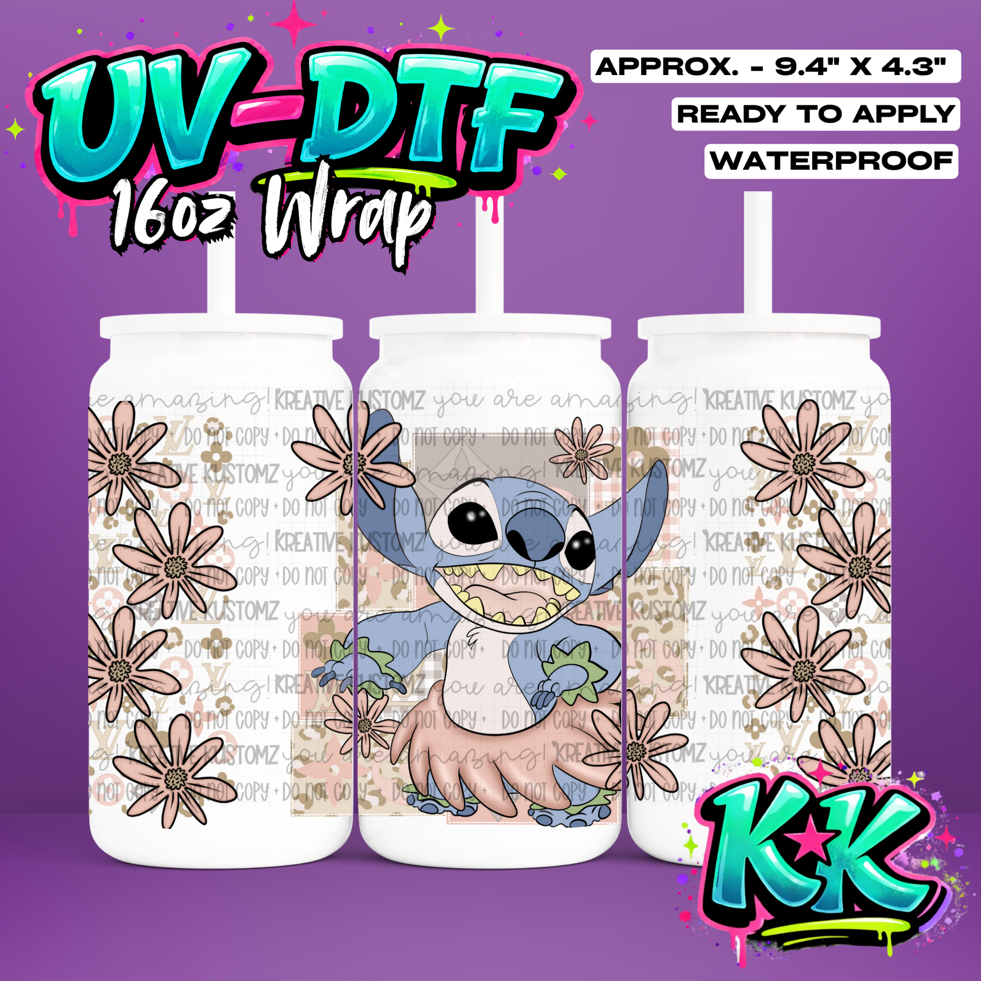 447 | UV DTF Cup Wrap for 16oz Libbey Glass