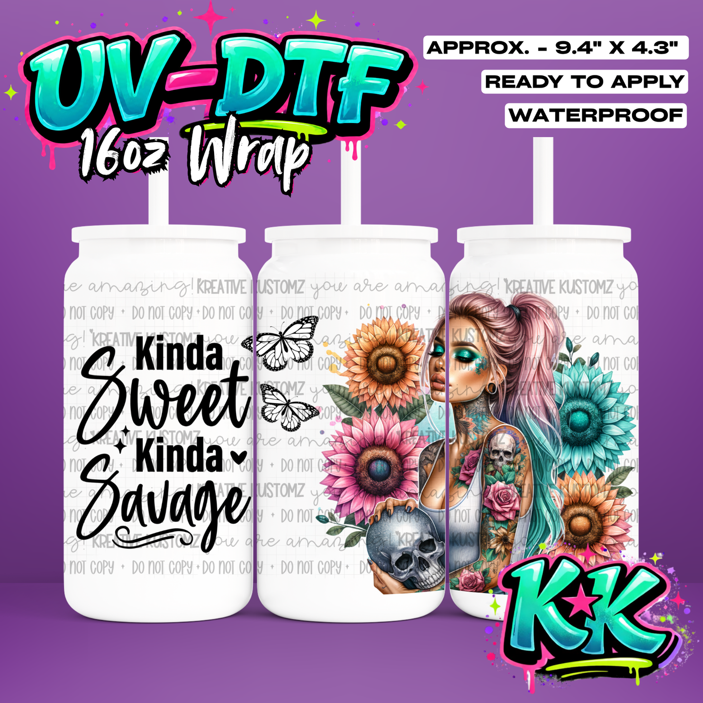 454 | UV DTF Cup Wrap for 16oz Libbey Glass