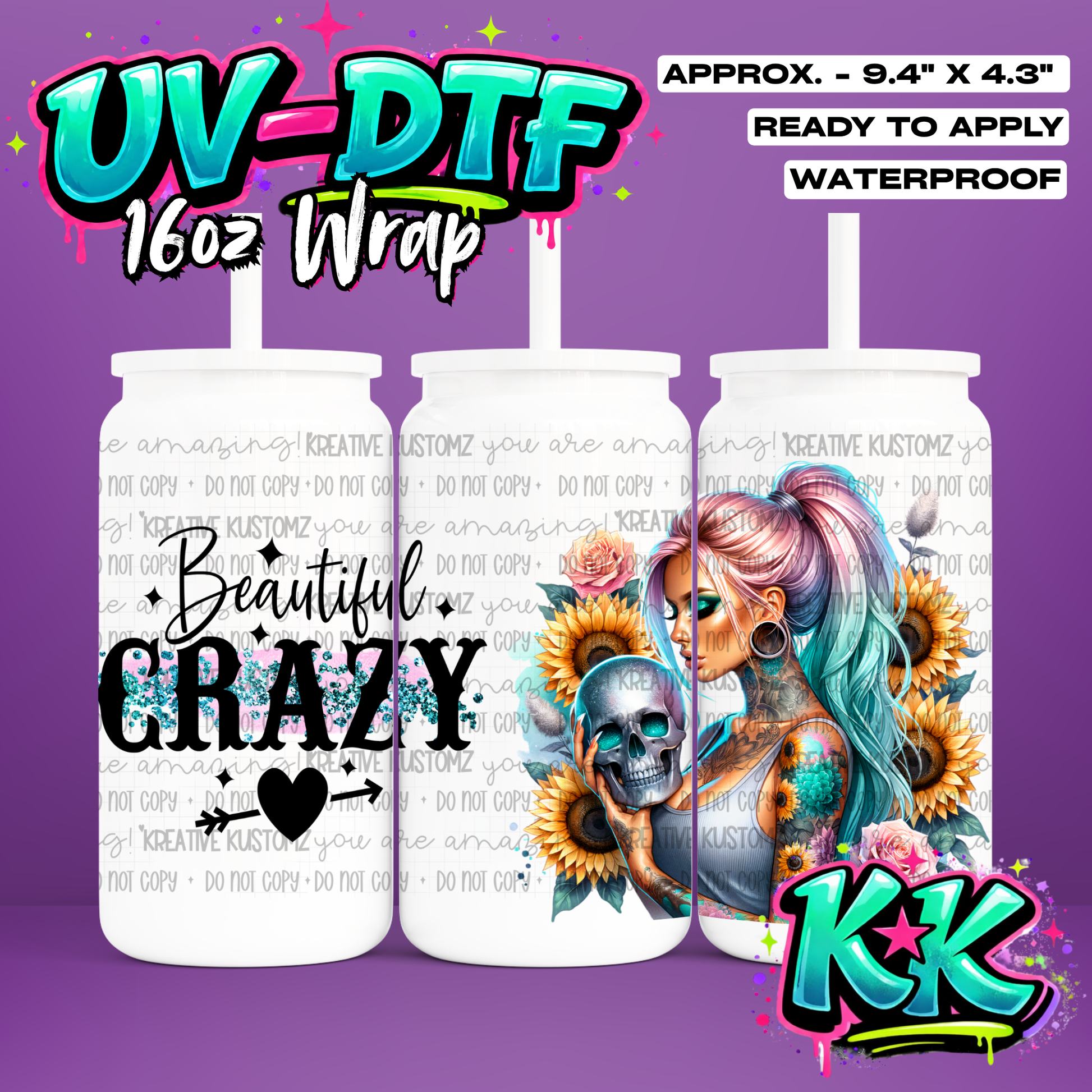 457 | UV DTF Cup Wrap for 16oz Libbey Glass