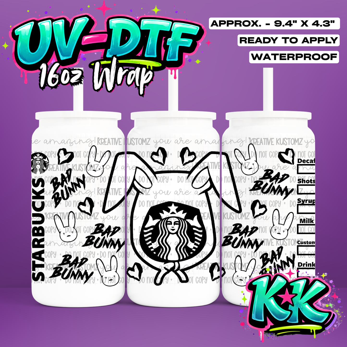 466 | UV DTF Cup Wrap for 16oz Libbey Glass