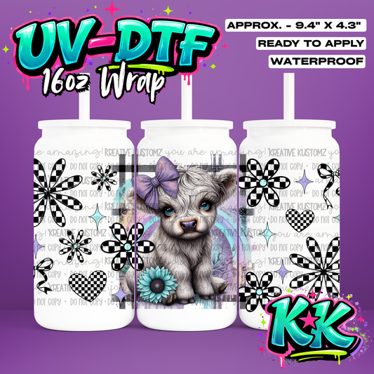 0486 | Animal Cow | UV DTF Cup Wrap for 16oz Libbey Glass