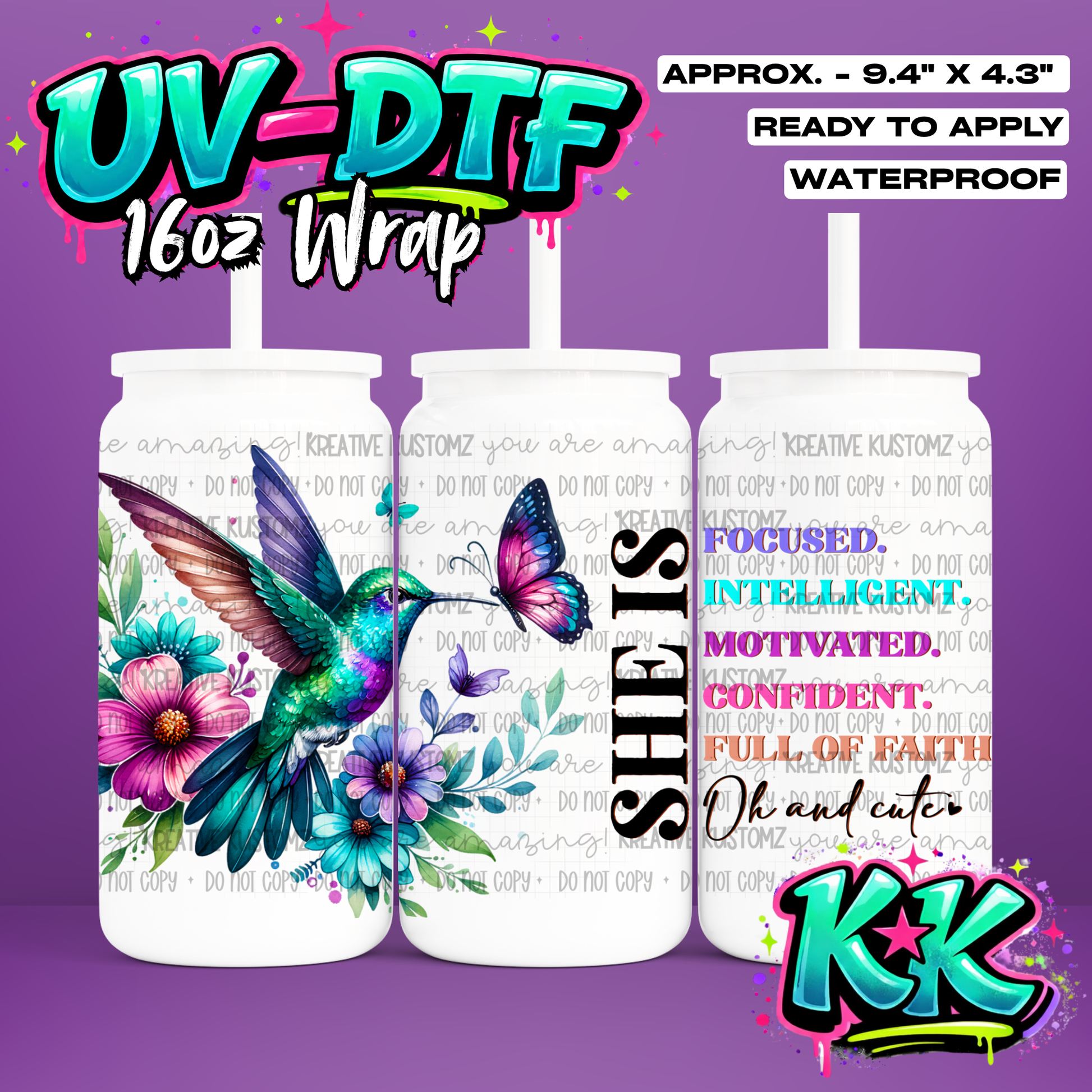 491 | UV DTF Cup Wrap for 16oz Libbey Glass