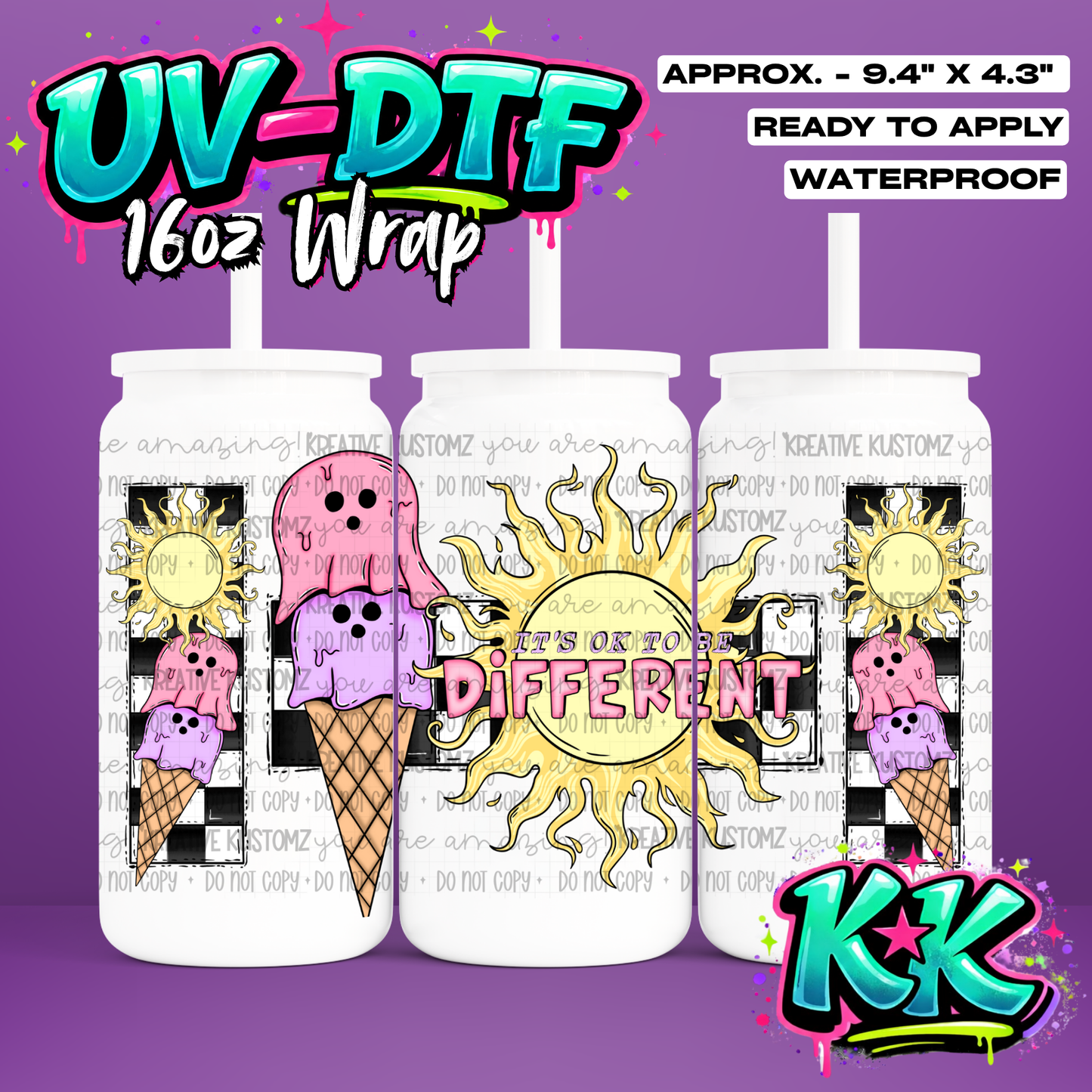 495 | UV DTF Cup Wrap for 16oz Libbey Glass