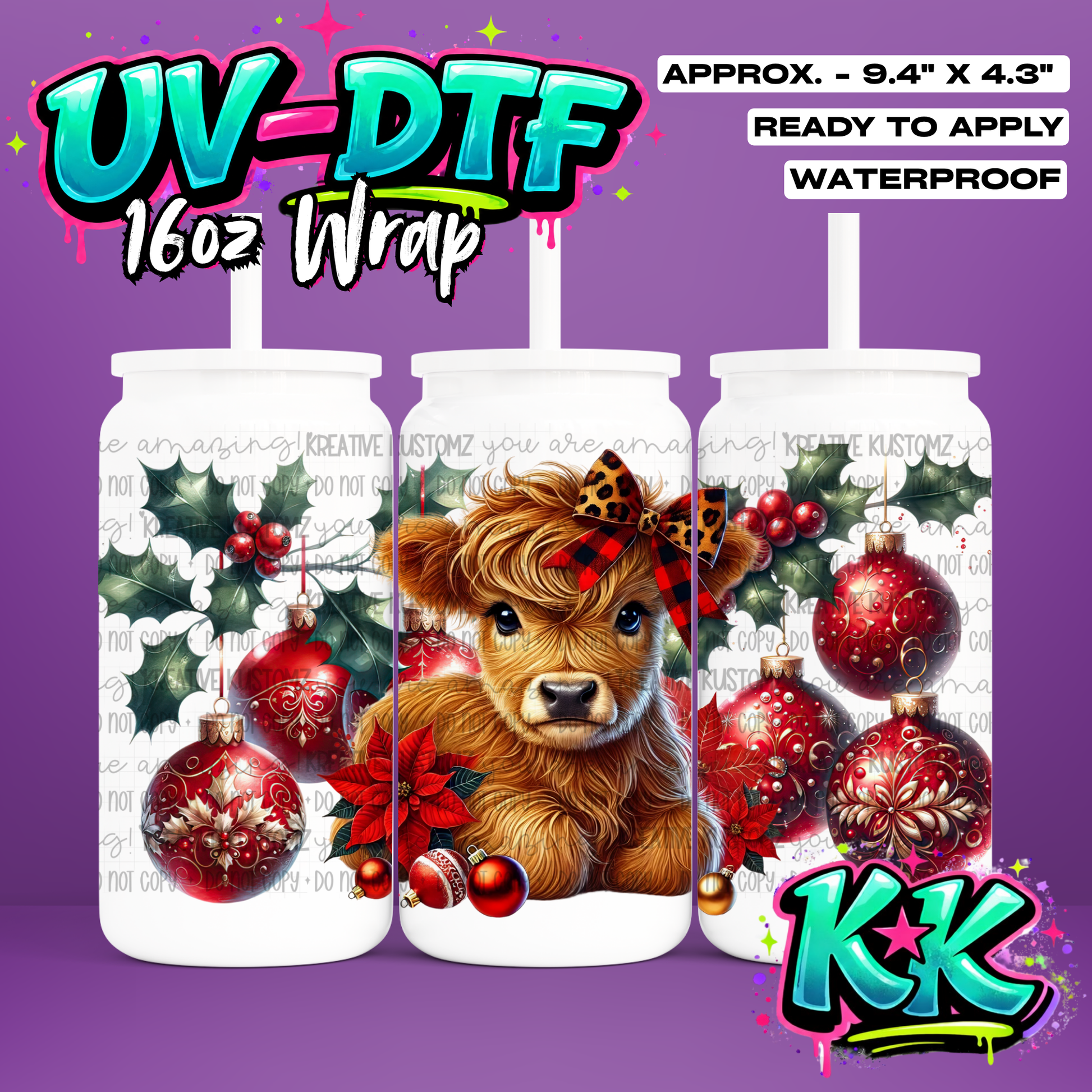 529 | UV DTF Cup Wrap for 16oz Libbey Glass