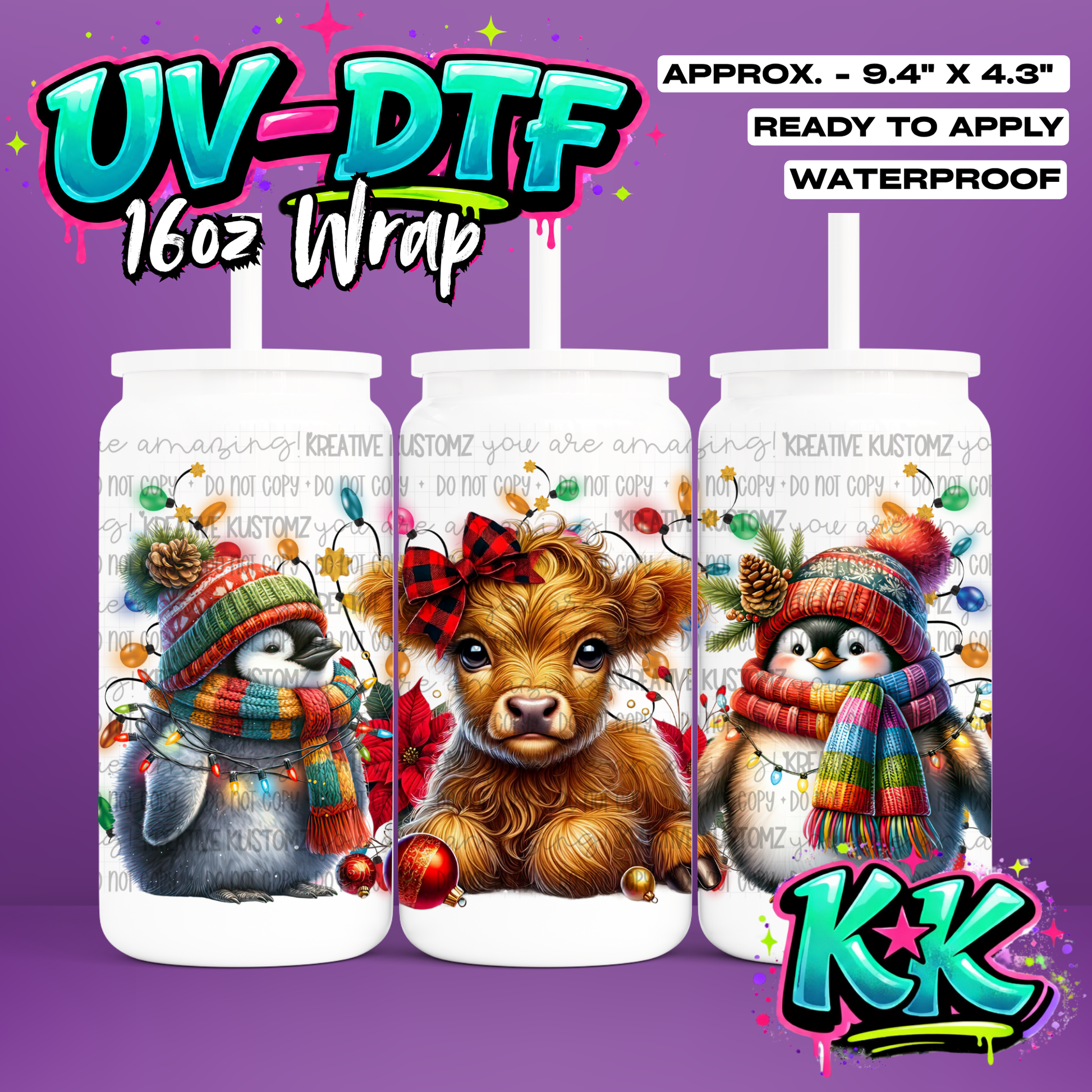 530 | UV DTF Cup Wrap for 16oz Libbey Glass