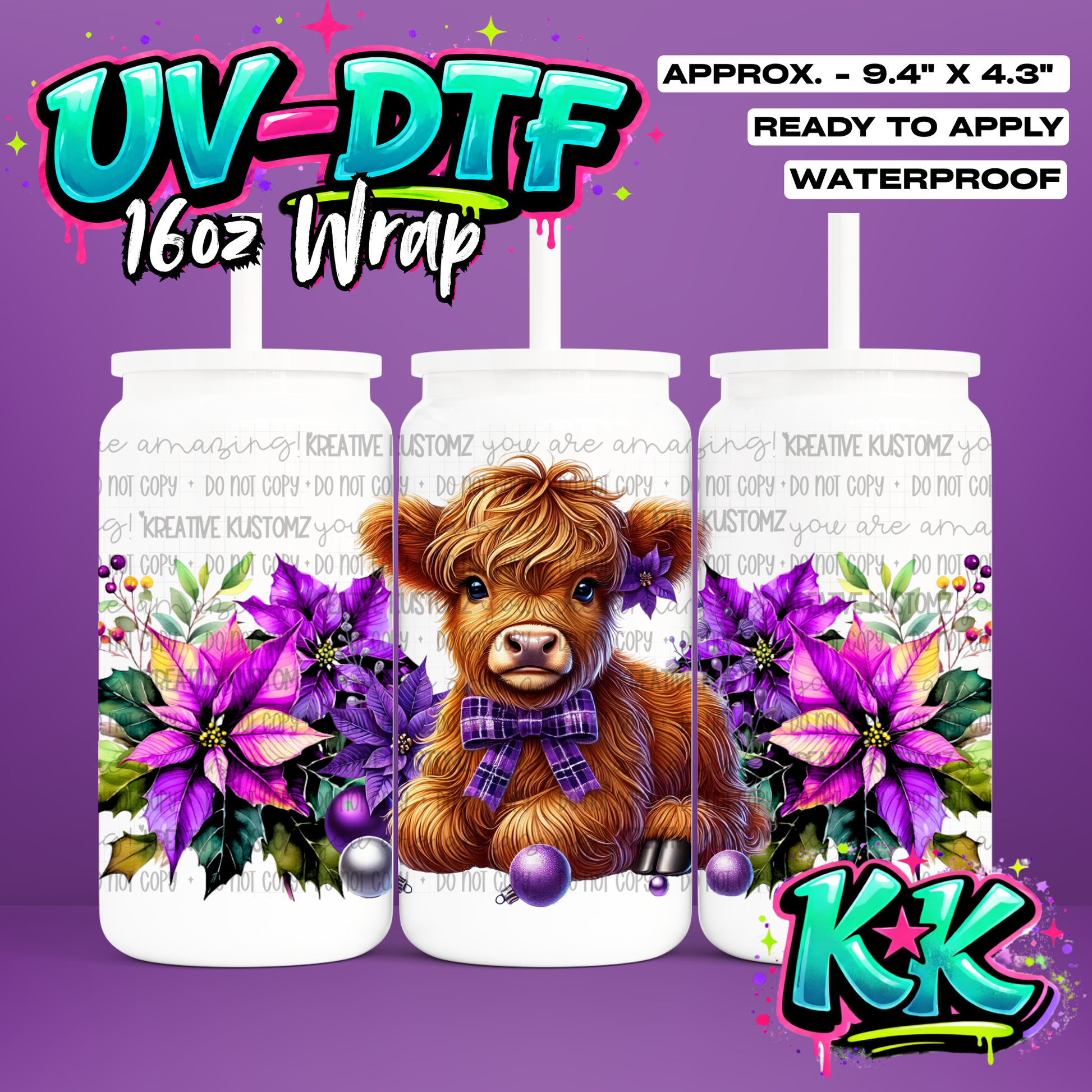 532 | UV DTF Cup Wrap for 16oz Libbey Glass