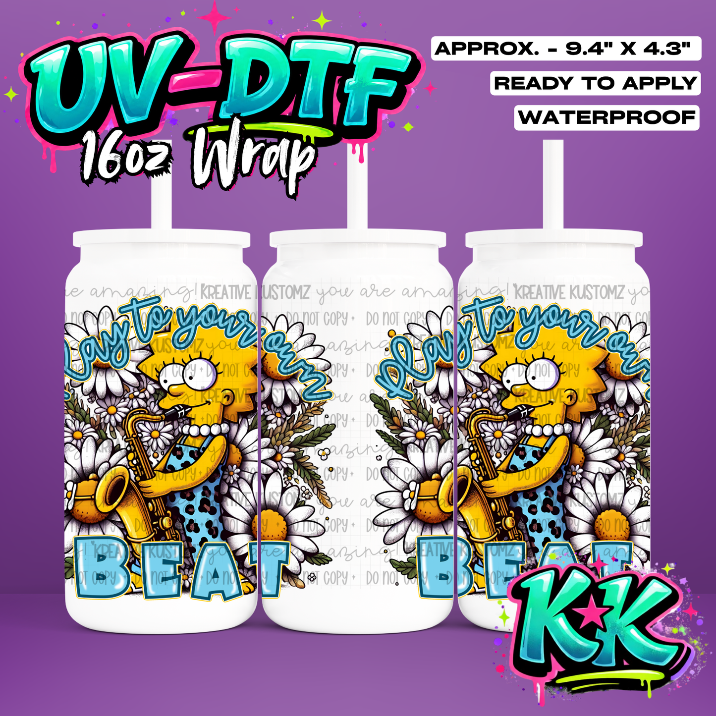 533 | UV DTF Cup Wrap for 16oz Libbey Glass