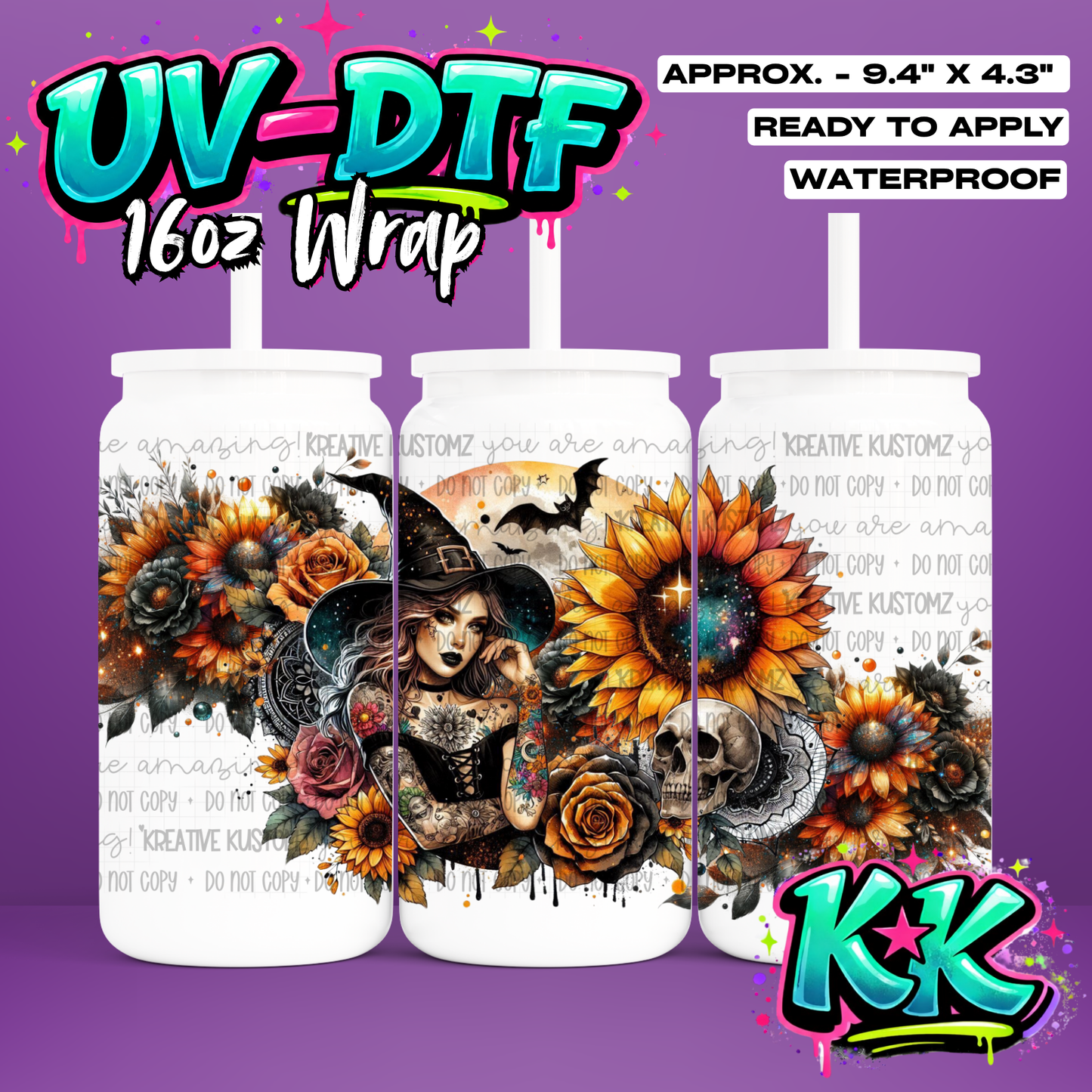 556 | UV DTF Cup Wrap for 16oz Libbey Glass