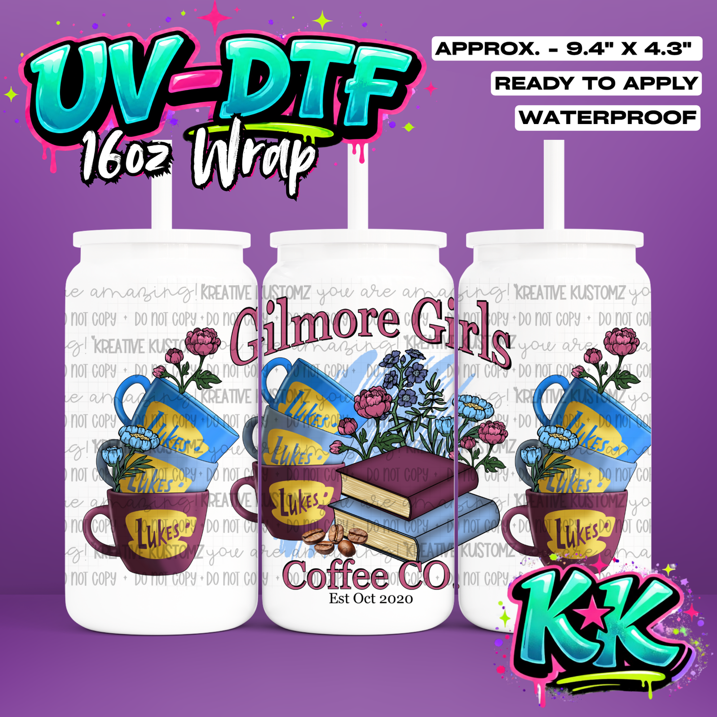 565 | UV DTF Cup Wrap for 16oz Libbey Glass