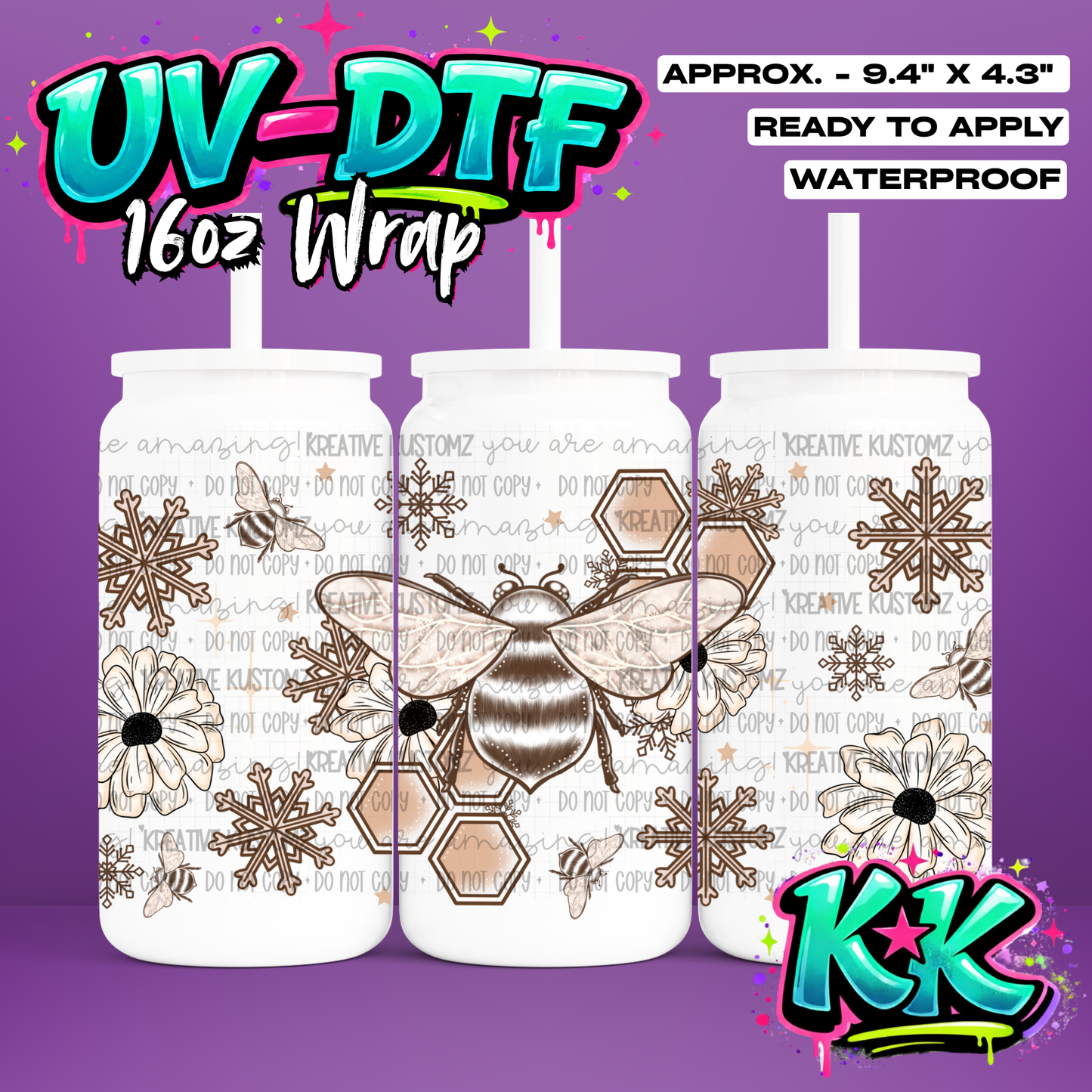 579 | UV DTF Cup Wrap for 16oz Libbey Glass